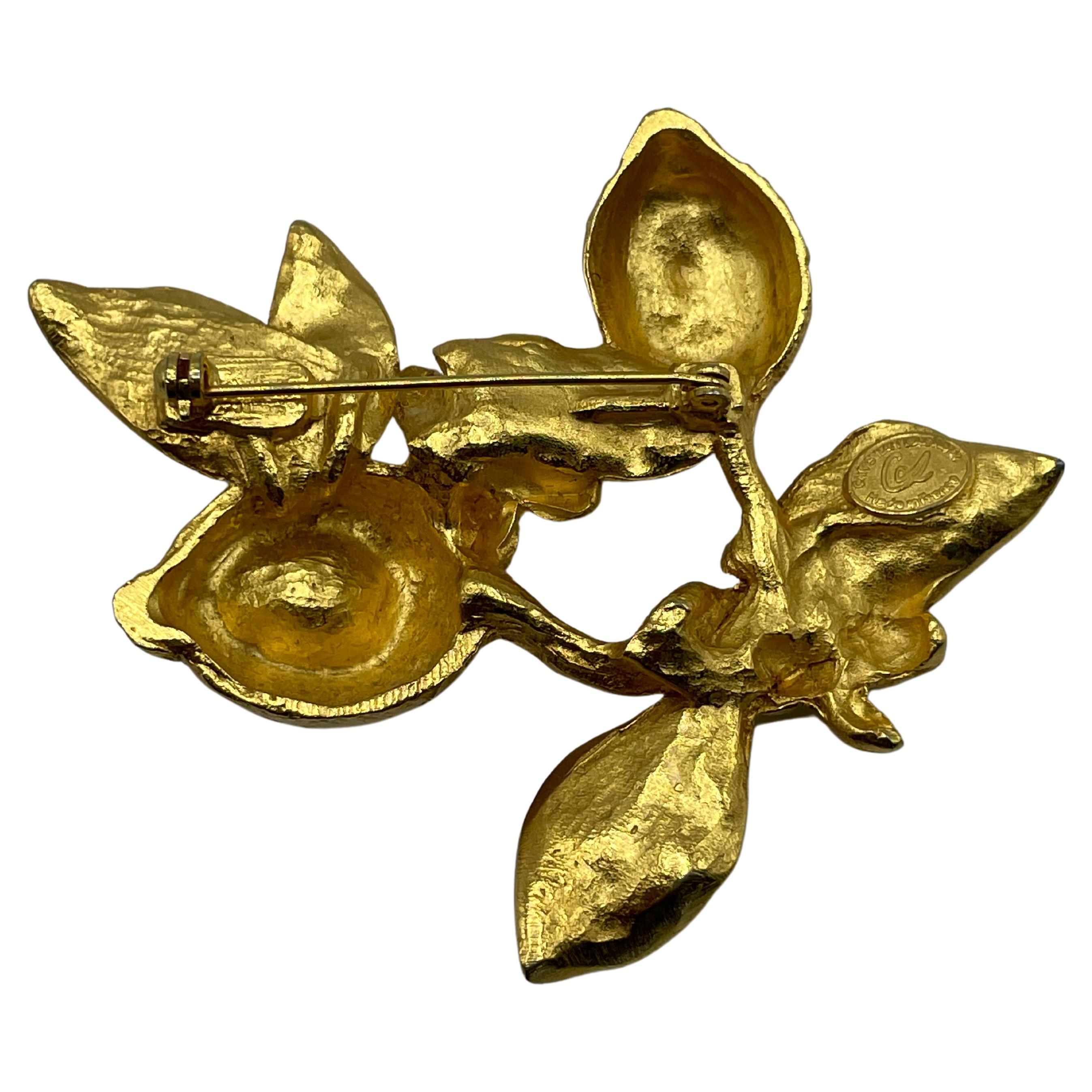 Christian Lacroix Vintage  Gold-Toned Brooch In Good Condition For Sale In Palm Beach, FL