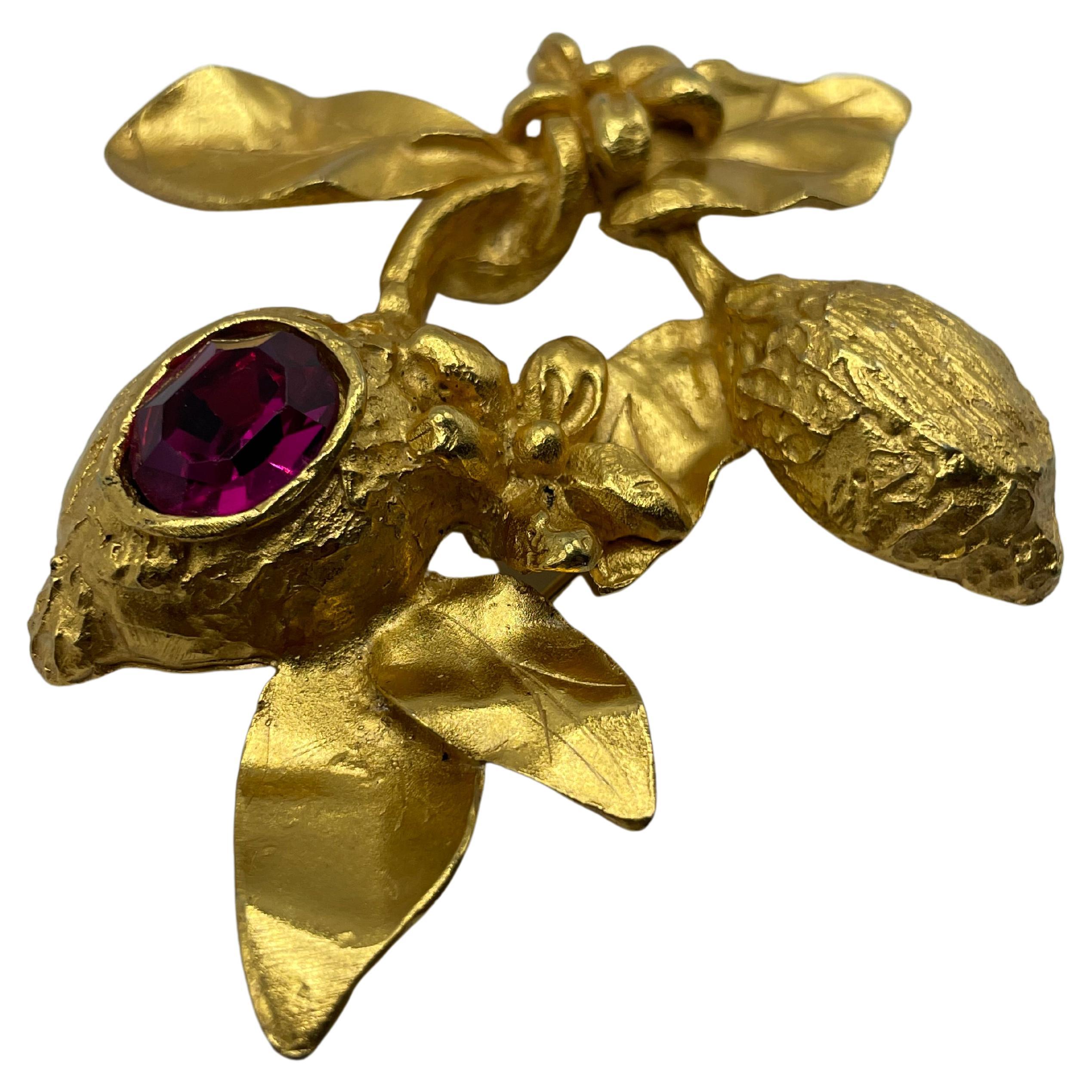 Christian Lacroix Vintage  Gold-Toned Brooch For Sale 1
