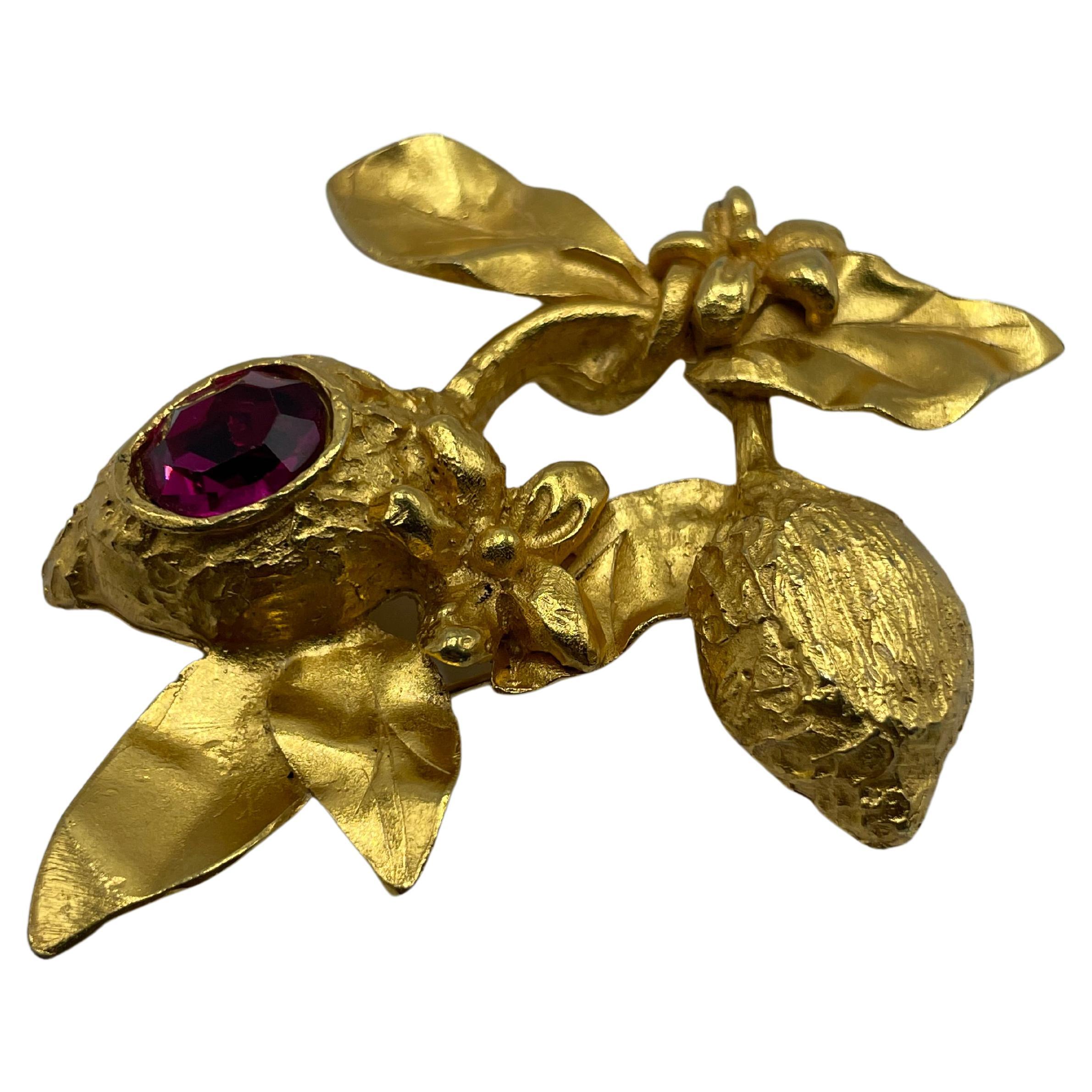Christian Lacroix Vintage  Gold-Toned Brooch For Sale 2