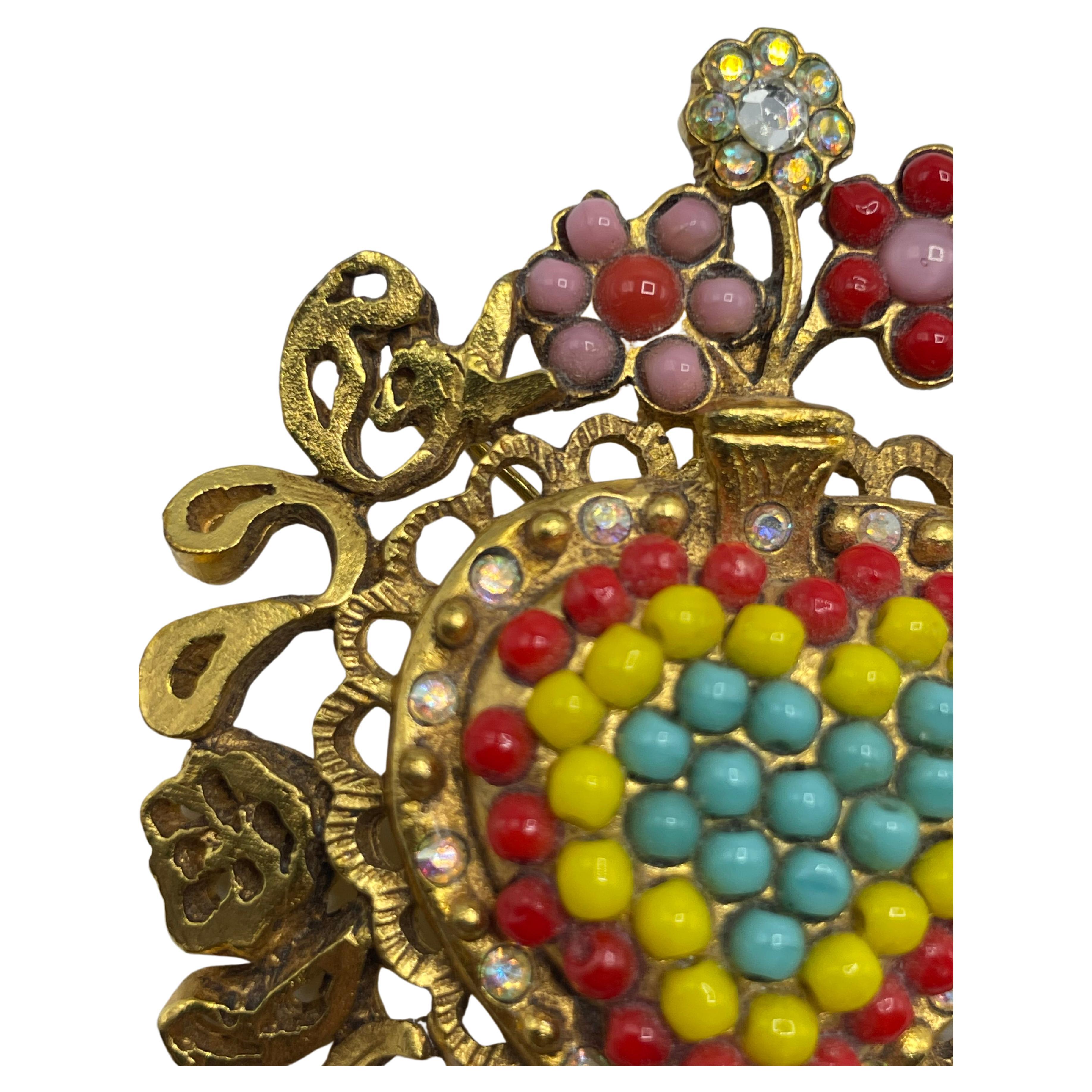 Christian Lacroix Vintage Gold Toned Brooch For Sale 2