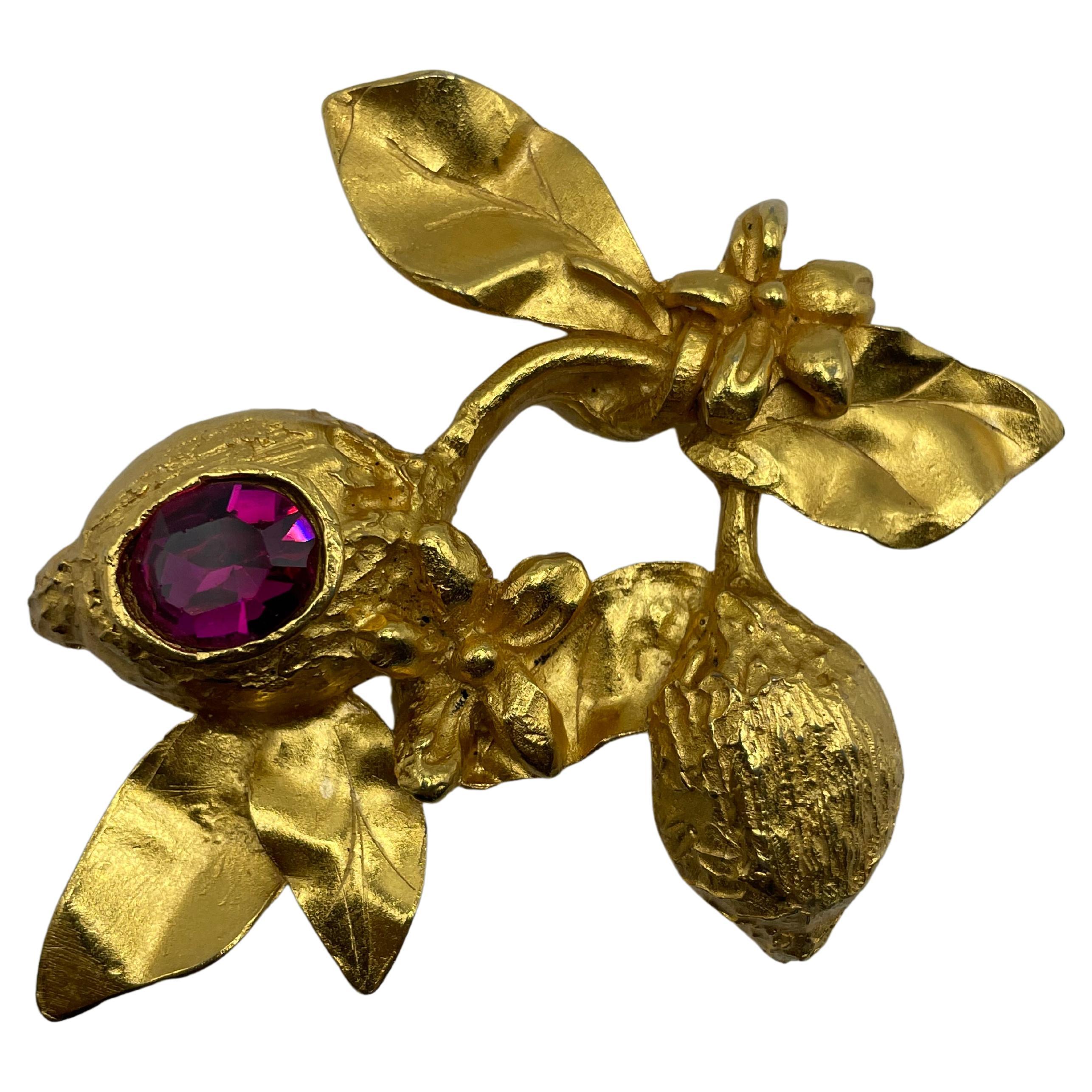 Christian Lacroix Vintage  Gold-Toned Brooch For Sale