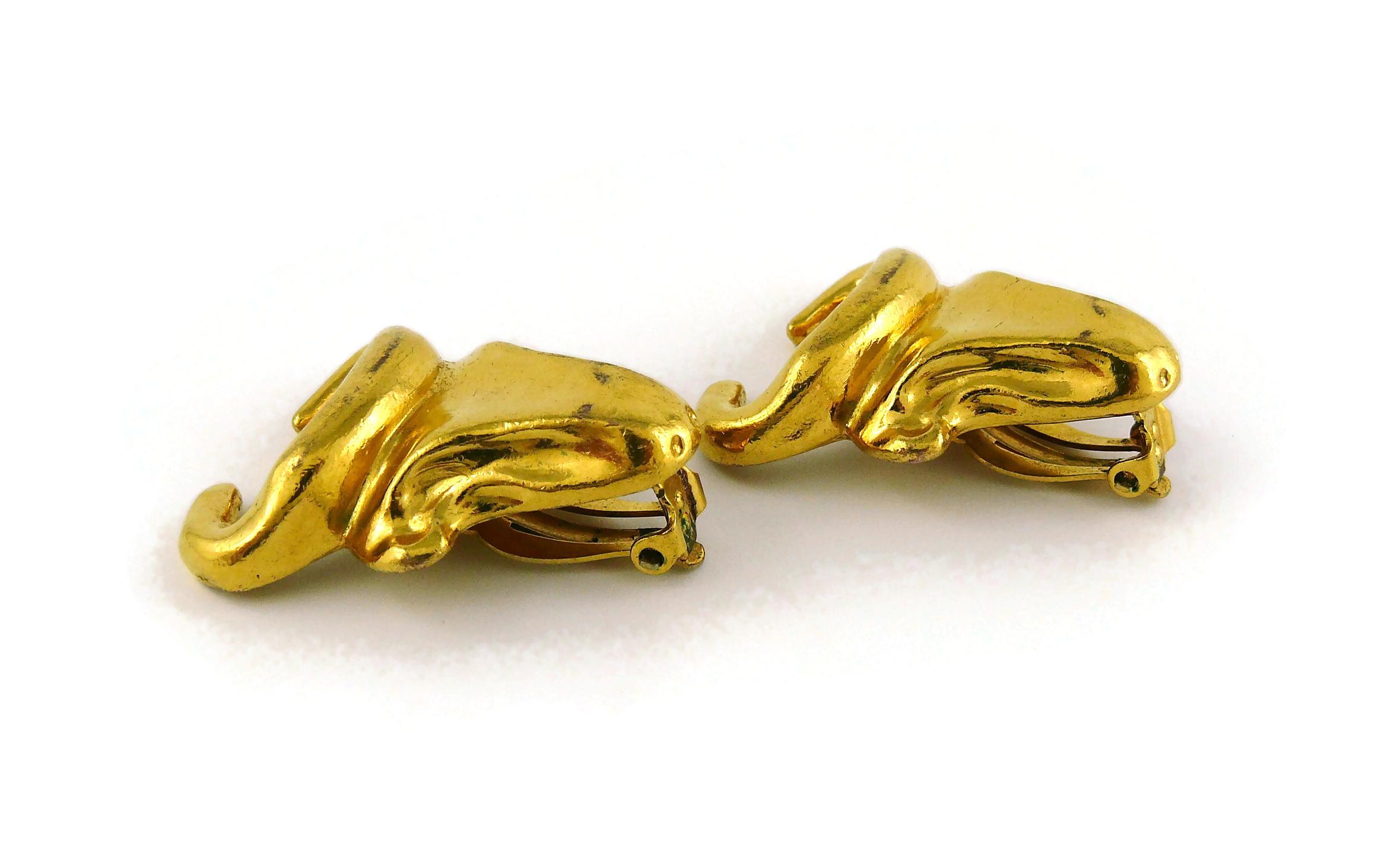 Women's Christian Lacroix Vintage Gold-Tone Bull Head Clip-On Earrings For Sale