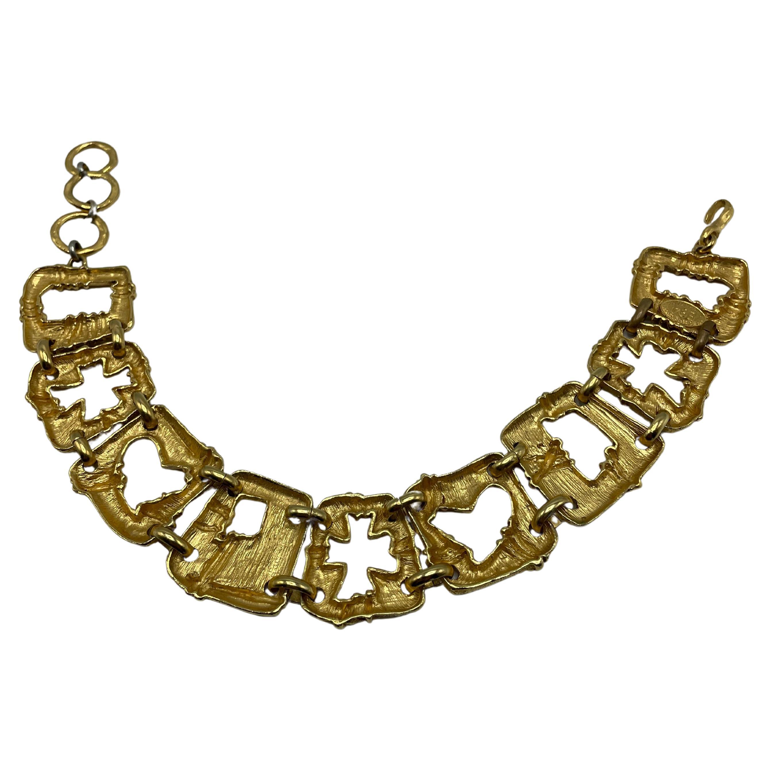 Christian Lacroix Vintage Gold Toned Choker Necklace For Sale 1
