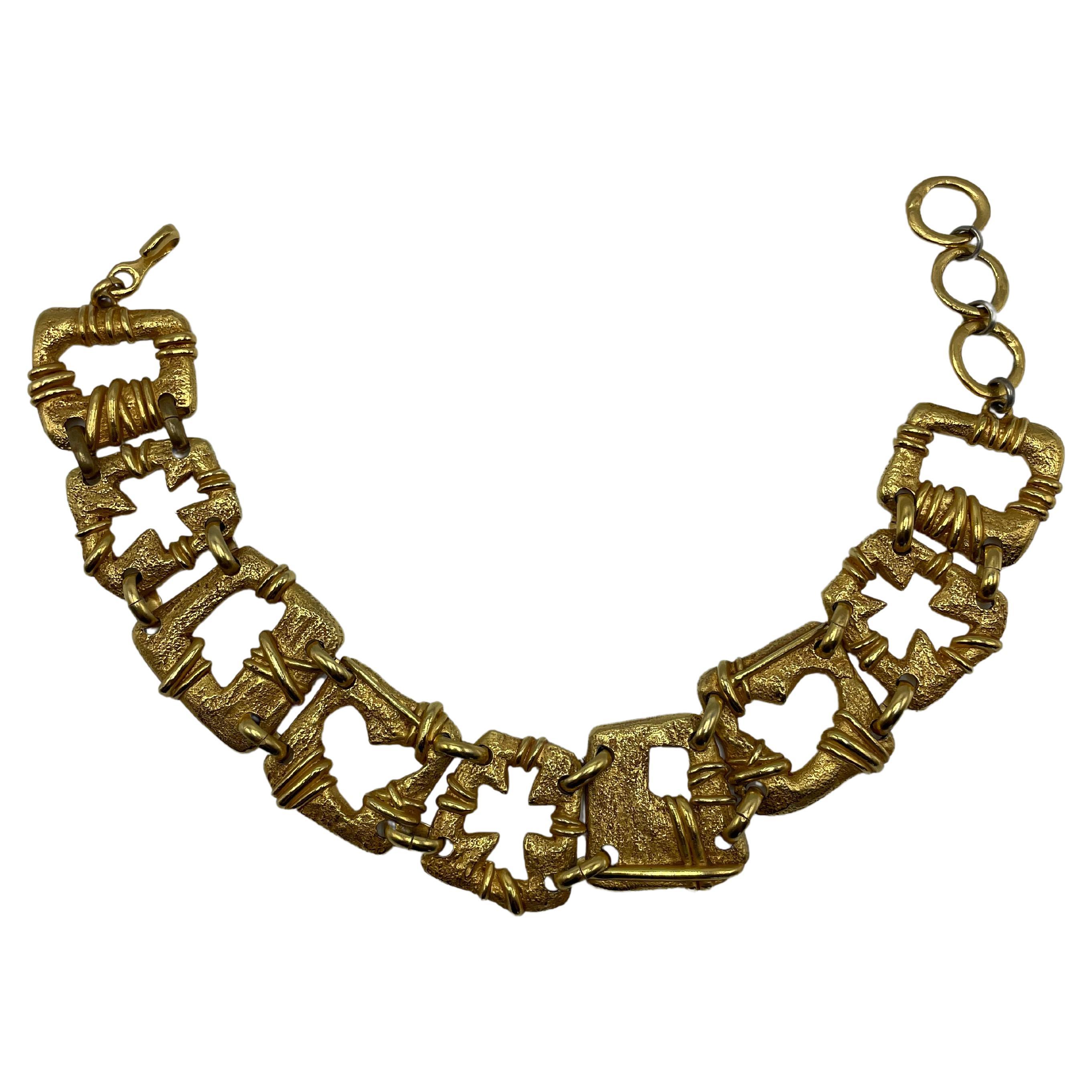 Christian Lacroix Vintage Gold Toned Choker Necklace For Sale