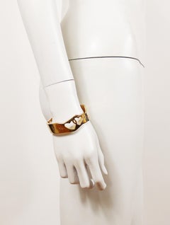 Christian Lacroix Vintage Gold Toned Cut Out Heart Cuff Bracelet