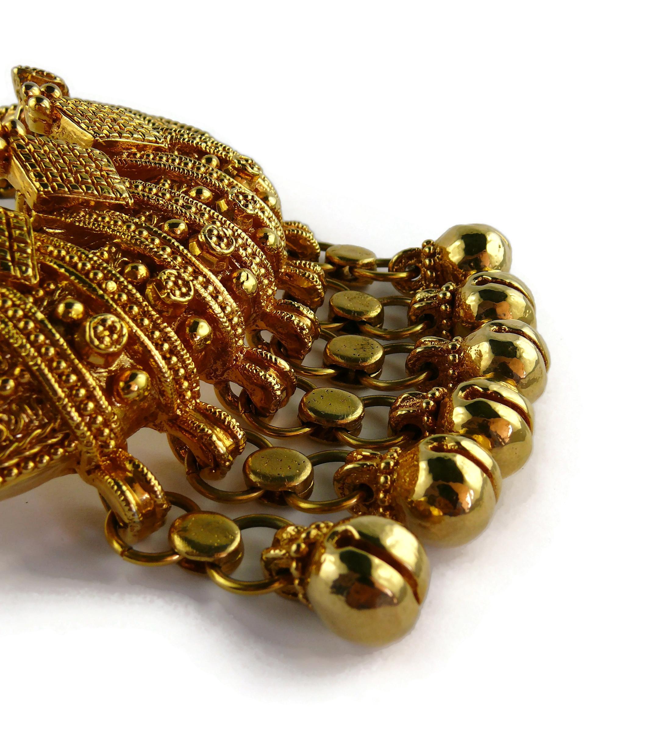 Christian Lacroix Vintage Gold Toned Etruscan Revival Plastron Necklace  For Sale 5
