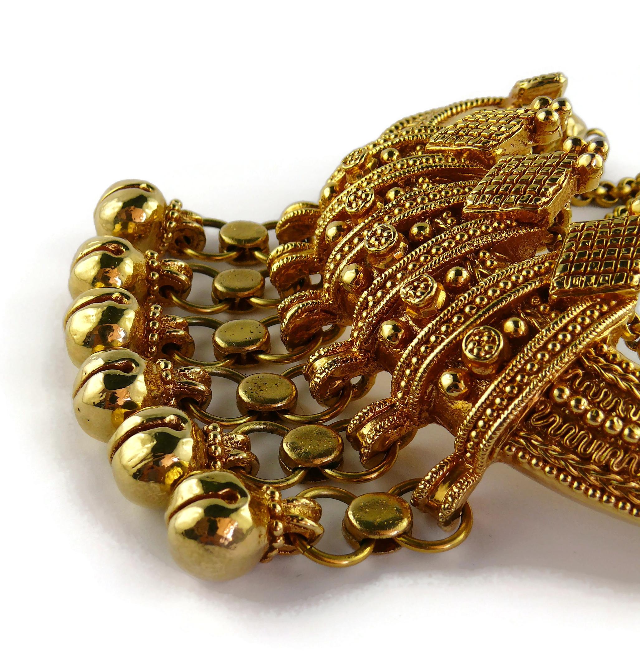 Christian Lacroix Vintage Gold Toned Etruscan Revival Plastron Necklace  For Sale 7