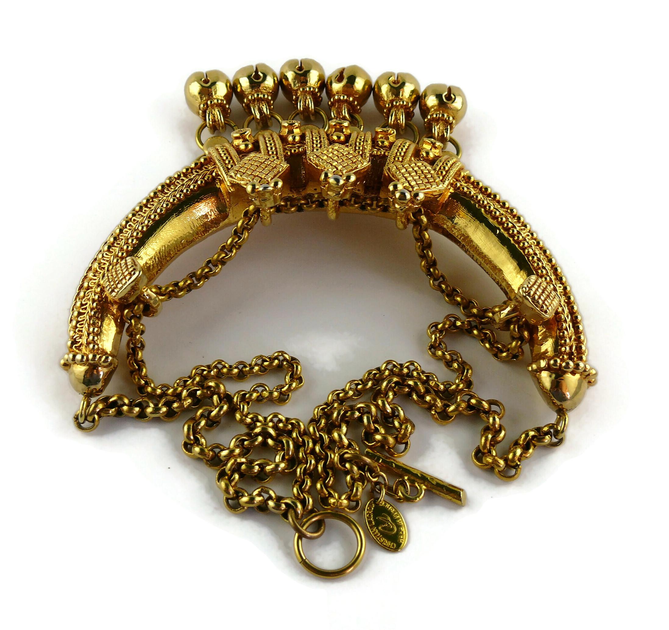 Christian Lacroix Vintage Gold Toned Etruscan Revival Plastron Necklace  For Sale 8