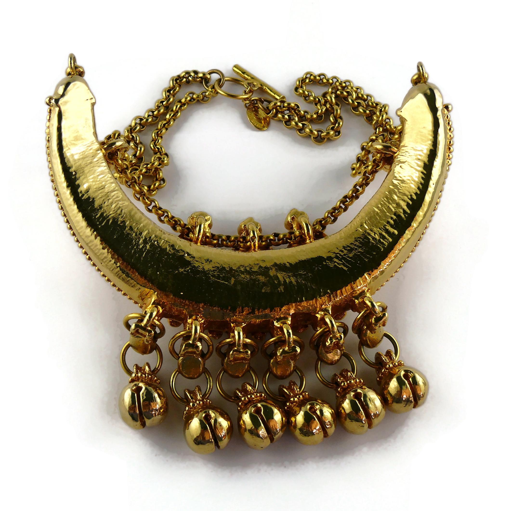 Christian Lacroix Vintage Gold Toned Etruscan Revival Plastron Necklace  For Sale 9