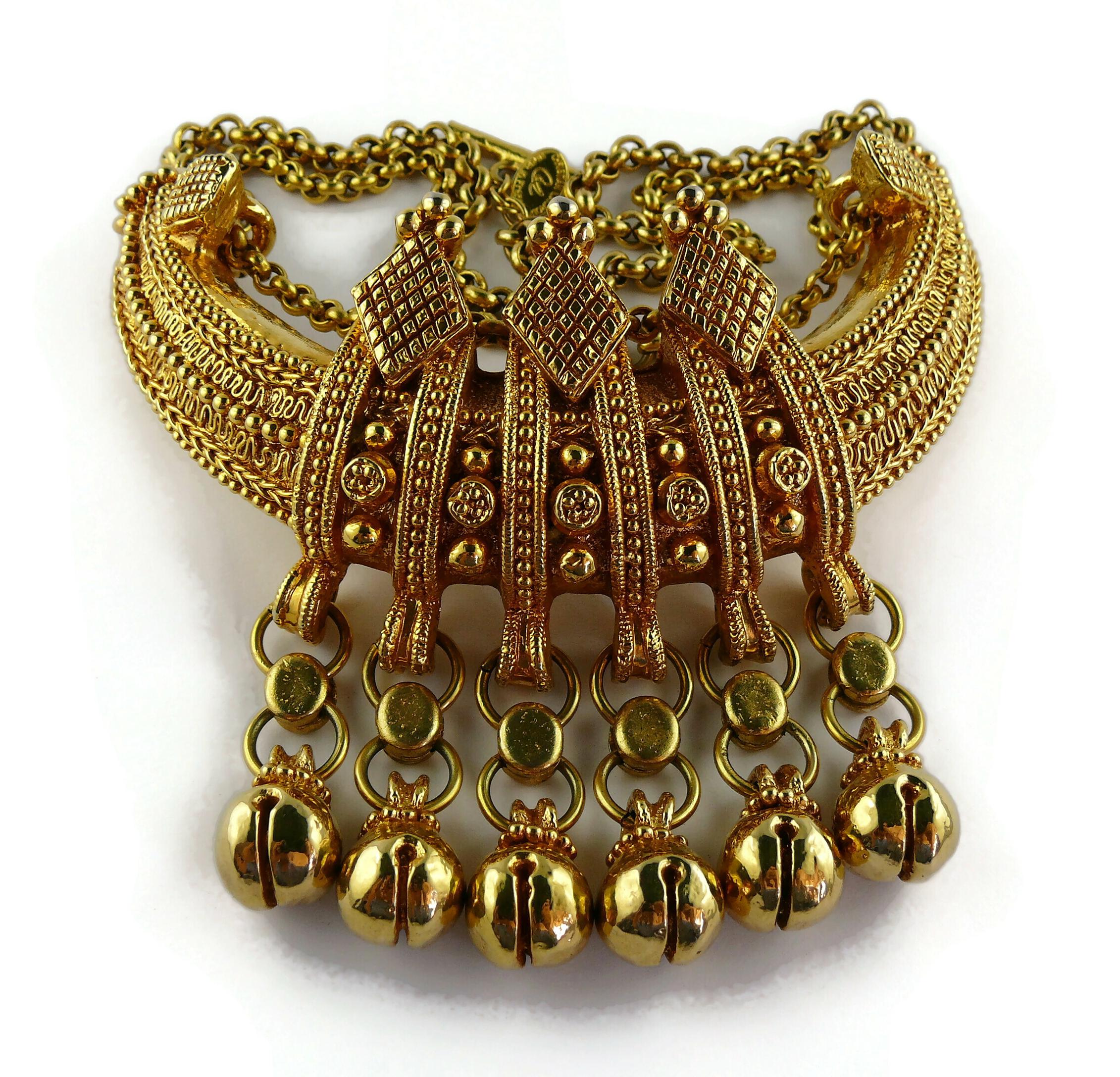 Women's Christian Lacroix Vintage Gold Toned Etruscan Revival Plastron Necklace  For Sale