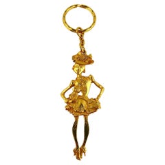 Christian Lacroix Vintage Gold Toned Figural Key Ring Bag Charm