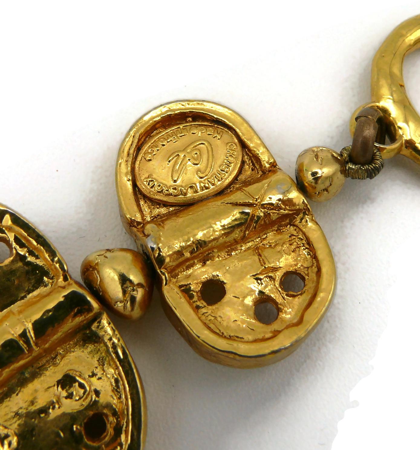 Christian Lacroix Vintage Gold Toned Graffitis Link Bracelet For Sale 4