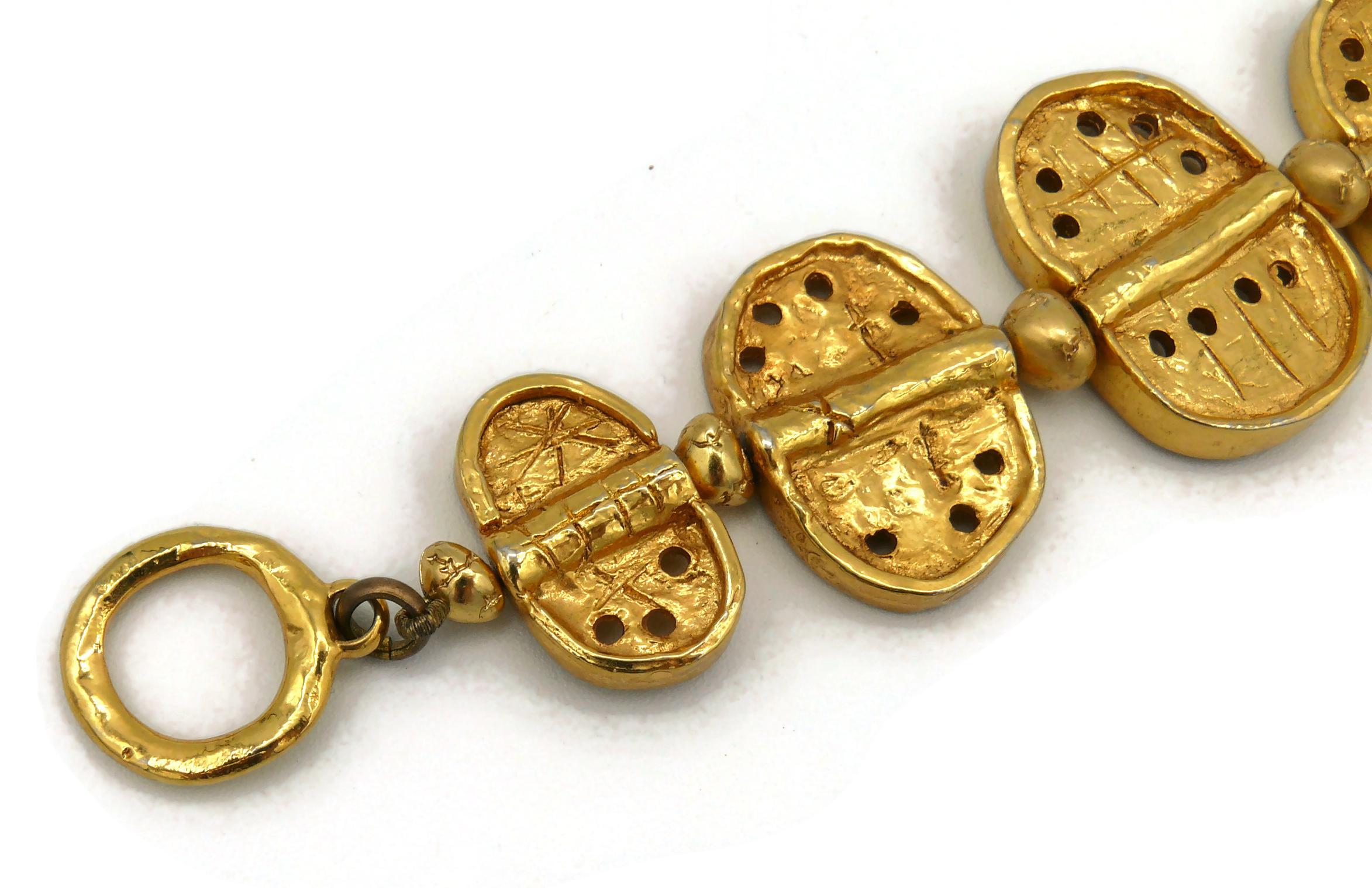 Christian Lacroix Vintage Gold Toned Graffitis Link Bracelet In Good Condition For Sale In Nice, FR