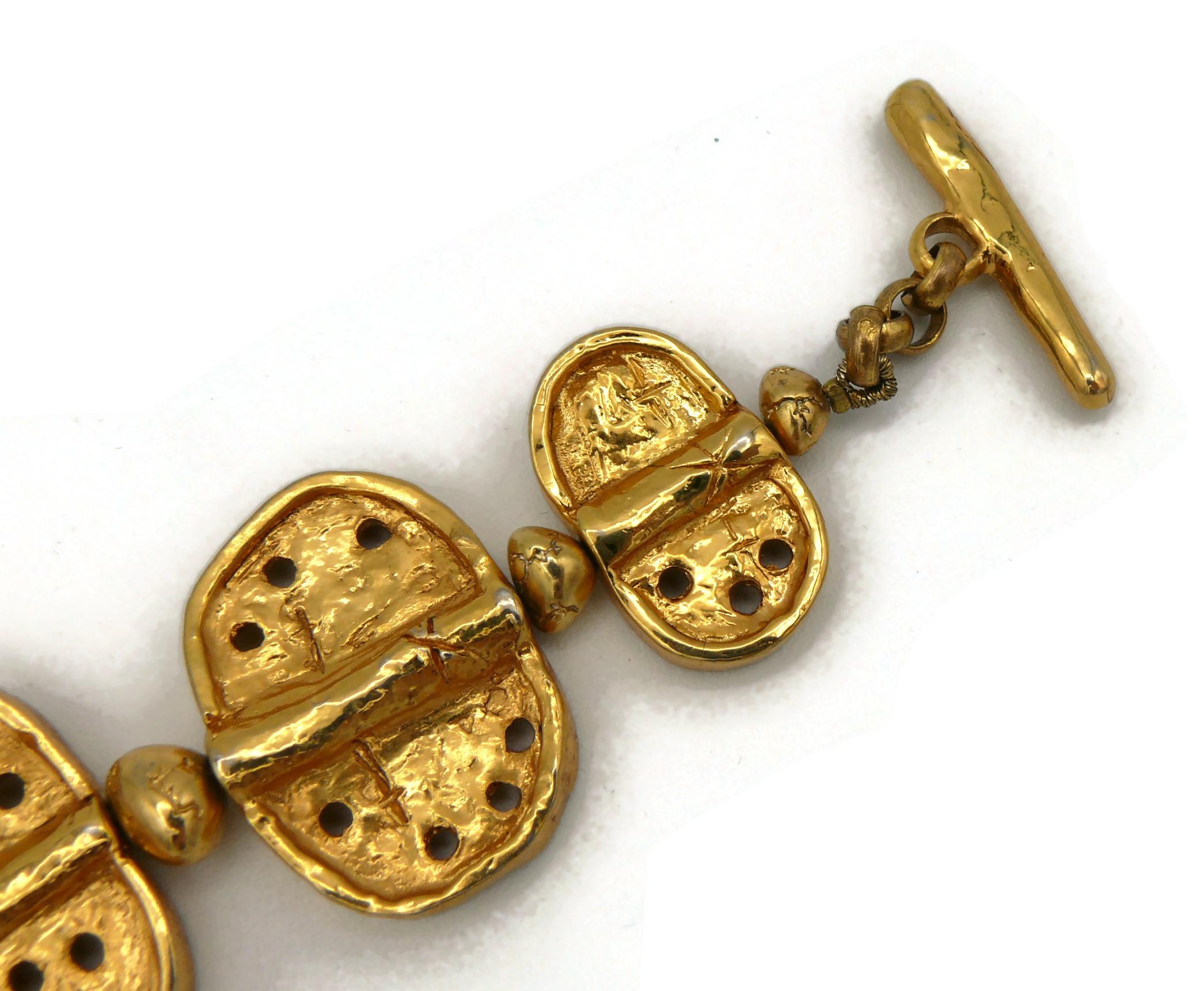 Christian Lacroix Vintage Gold Toned Graffitis Link Bracelet For Sale 2