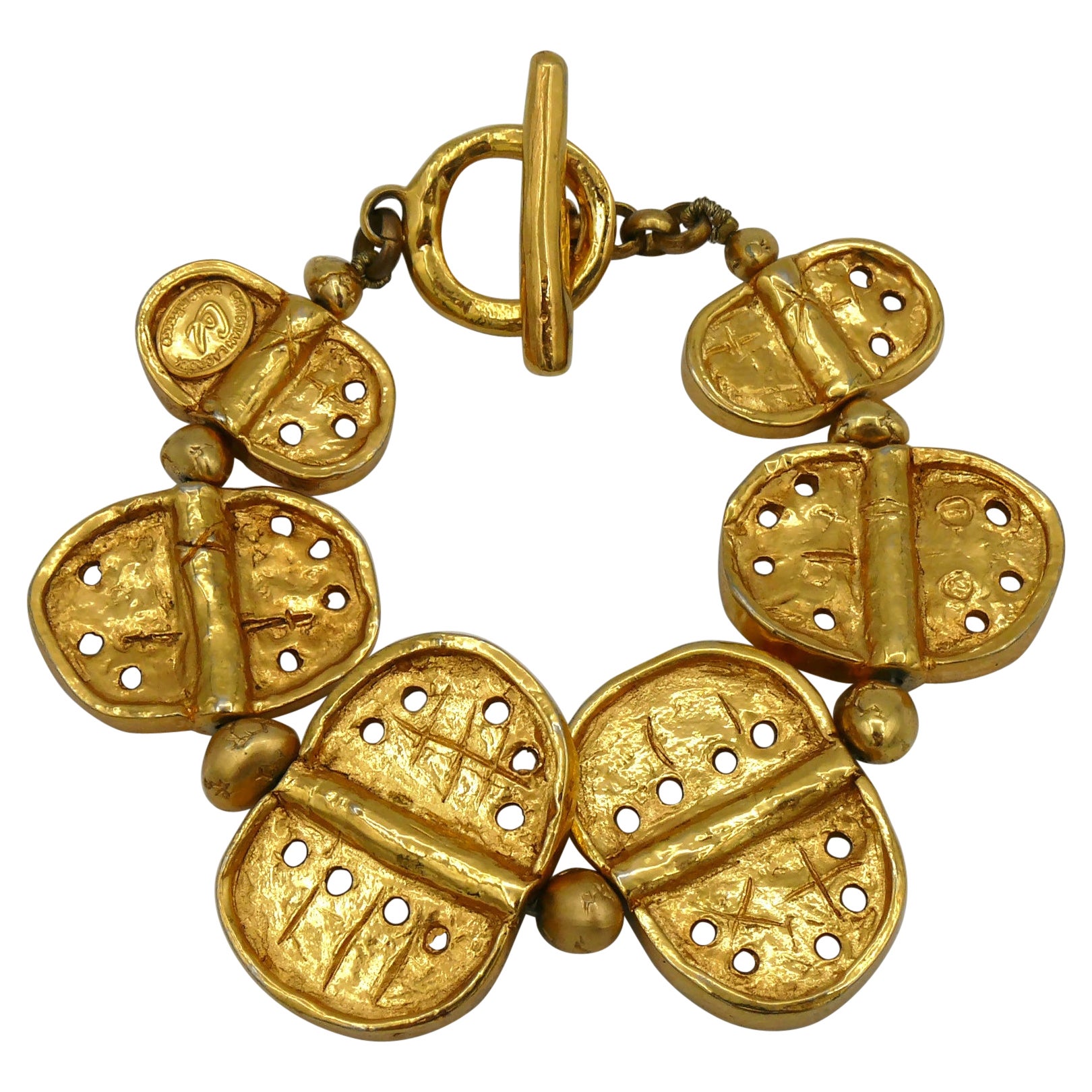 Christian Lacroix Bracciale vintage con graffiti in oro
