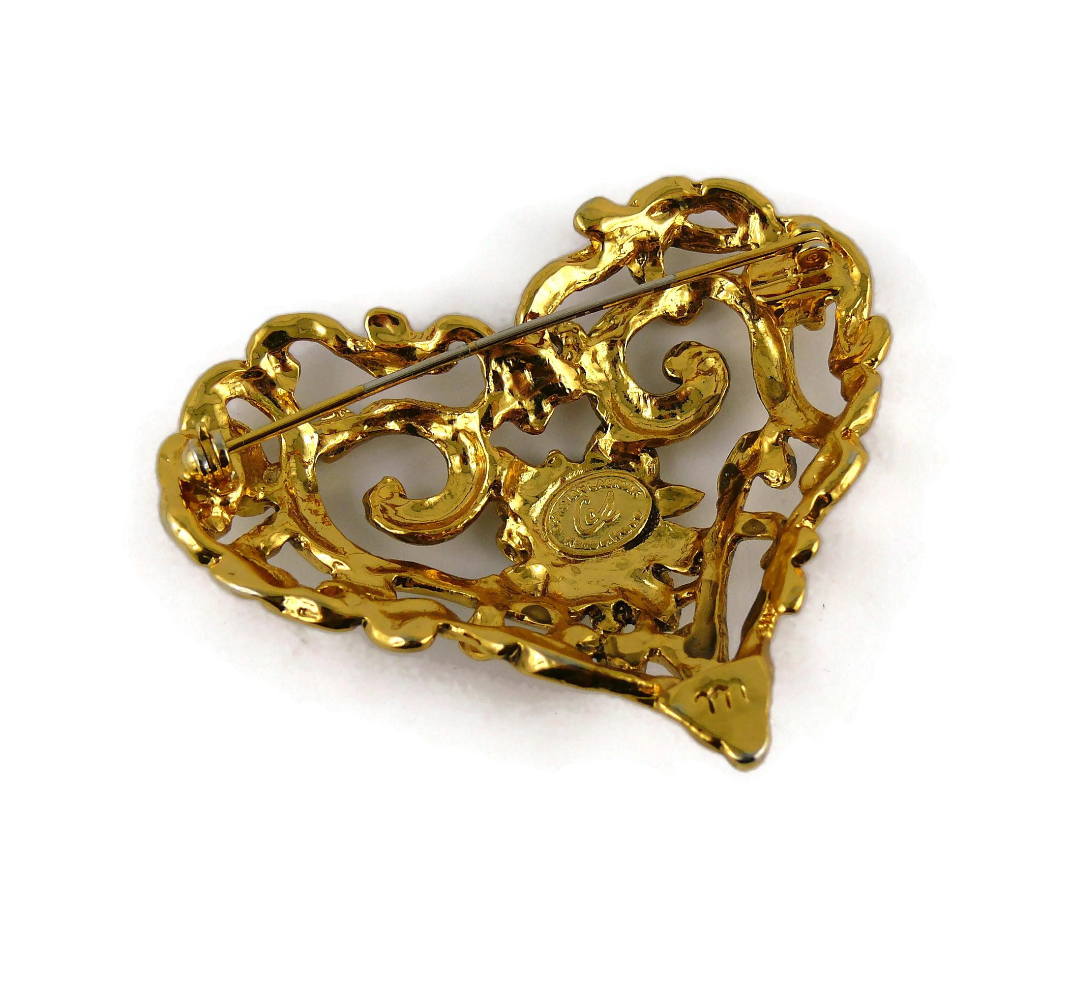 Christian Lacroix Vintage Gold Toned Heart Brooch 5