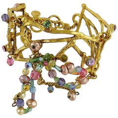 Christian Lacroix Vintage Gold Toned Jewelled Cuff Bracelet