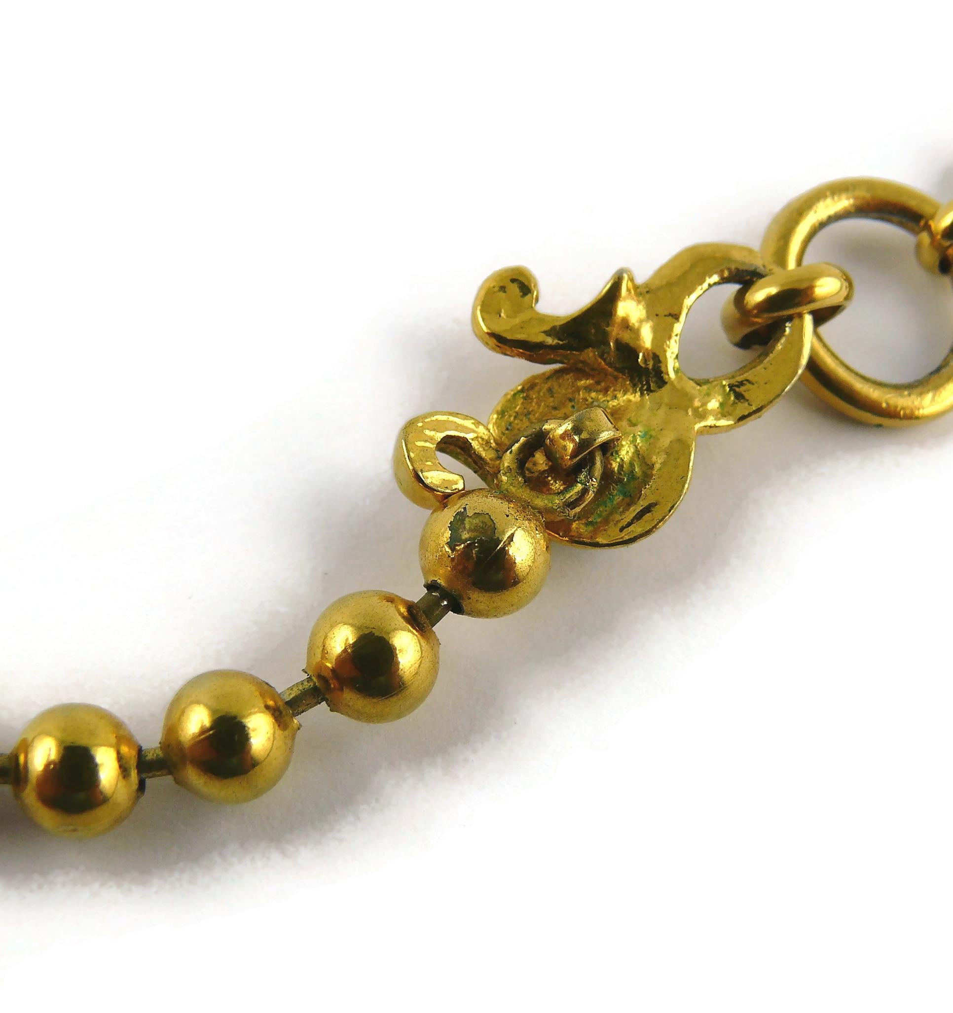 Christian Lacroix Vintage Gold Toned Jewelled Floral Heart Pendant Necklace For Sale 13