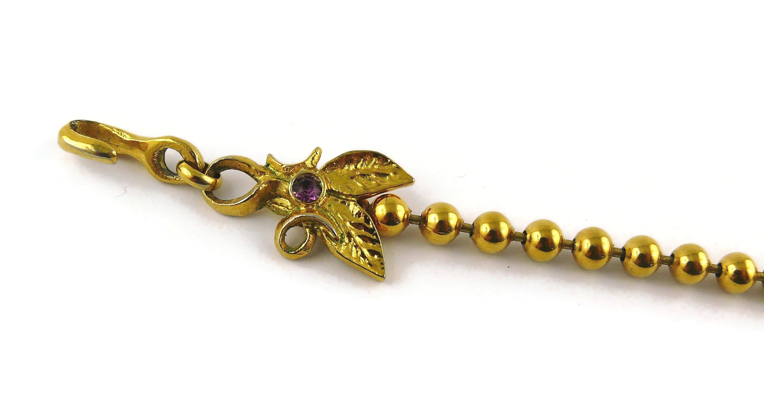 Christian Lacroix Vintage Gold Toned Jewelled Floral Heart Anhänger Halskette im Zustand „Relativ gut“ im Angebot in Nice, FR