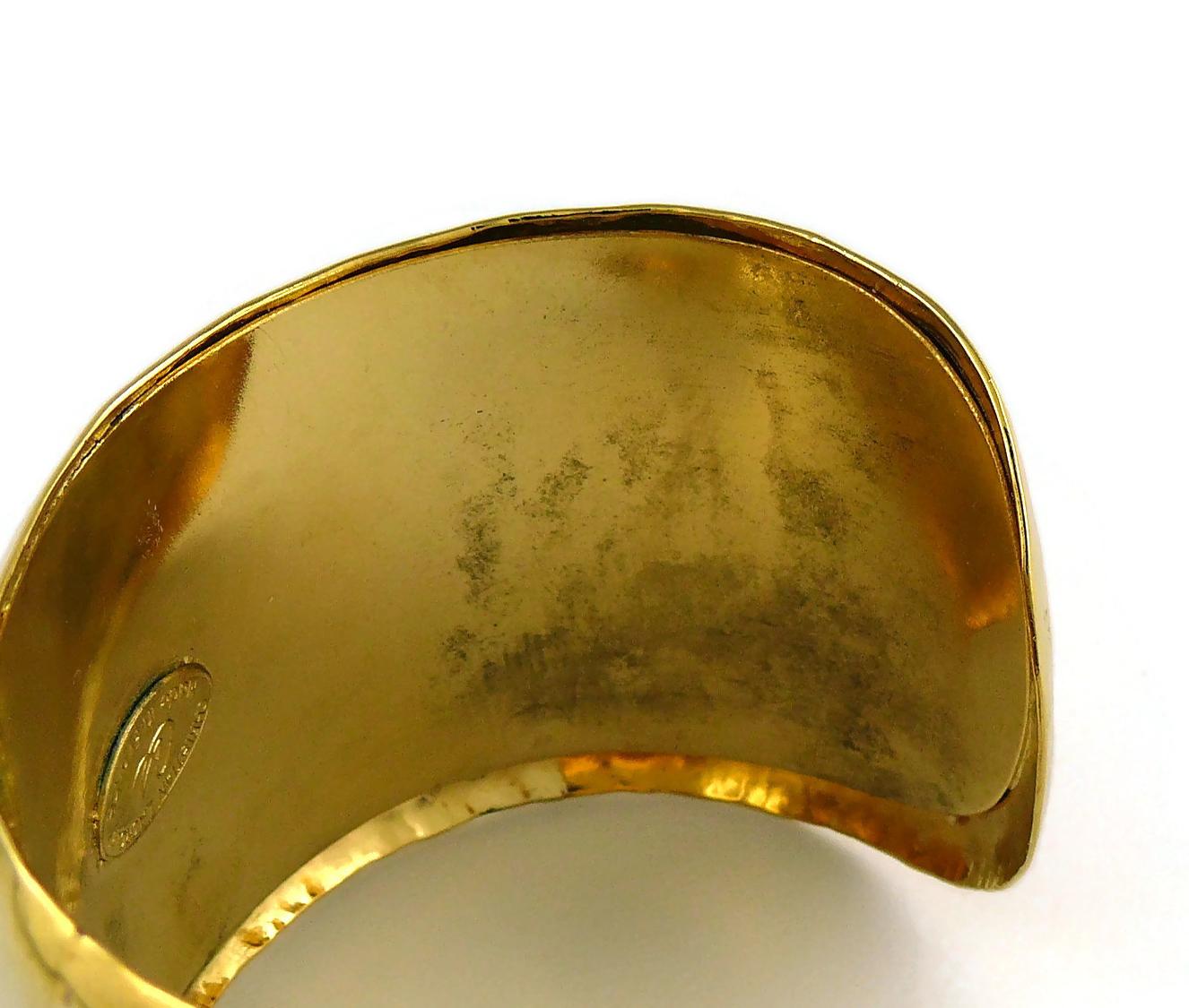 Christian Lacroix Vintage Gold Toned Logo Cuff Bracelet For Sale 6