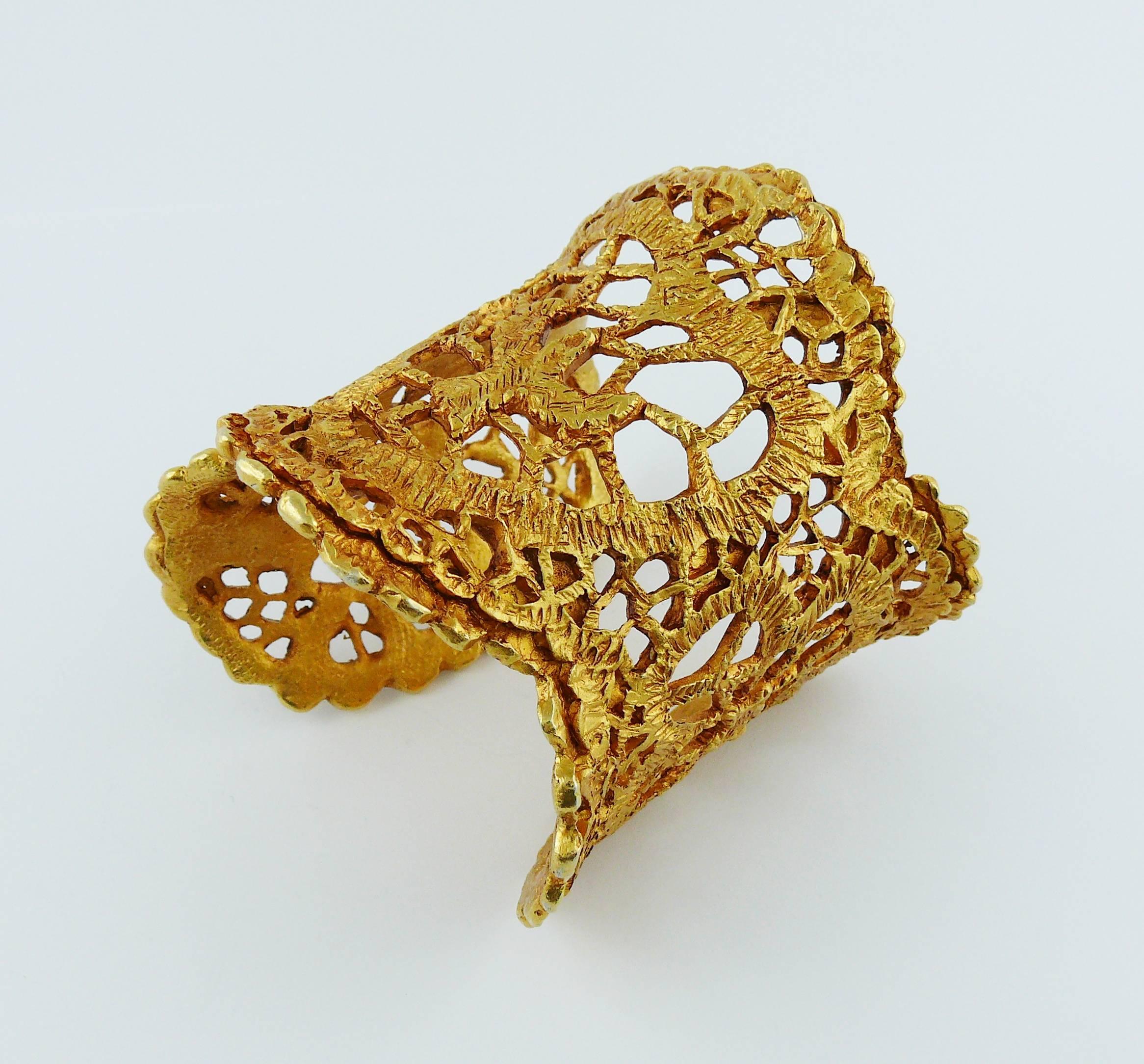 Women's Christian Lacroix Vintage Gold Toned Openwork Cuff Bracelet