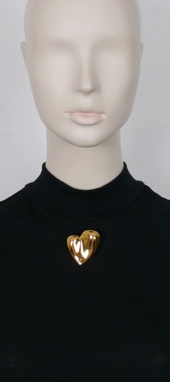 Christian Lacroix Vintage Gold Toned Resin Heart Brooch