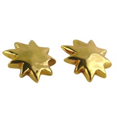 Christian Lacroix Vintage Résine dorée Icone Starburst Clip-On Earrings