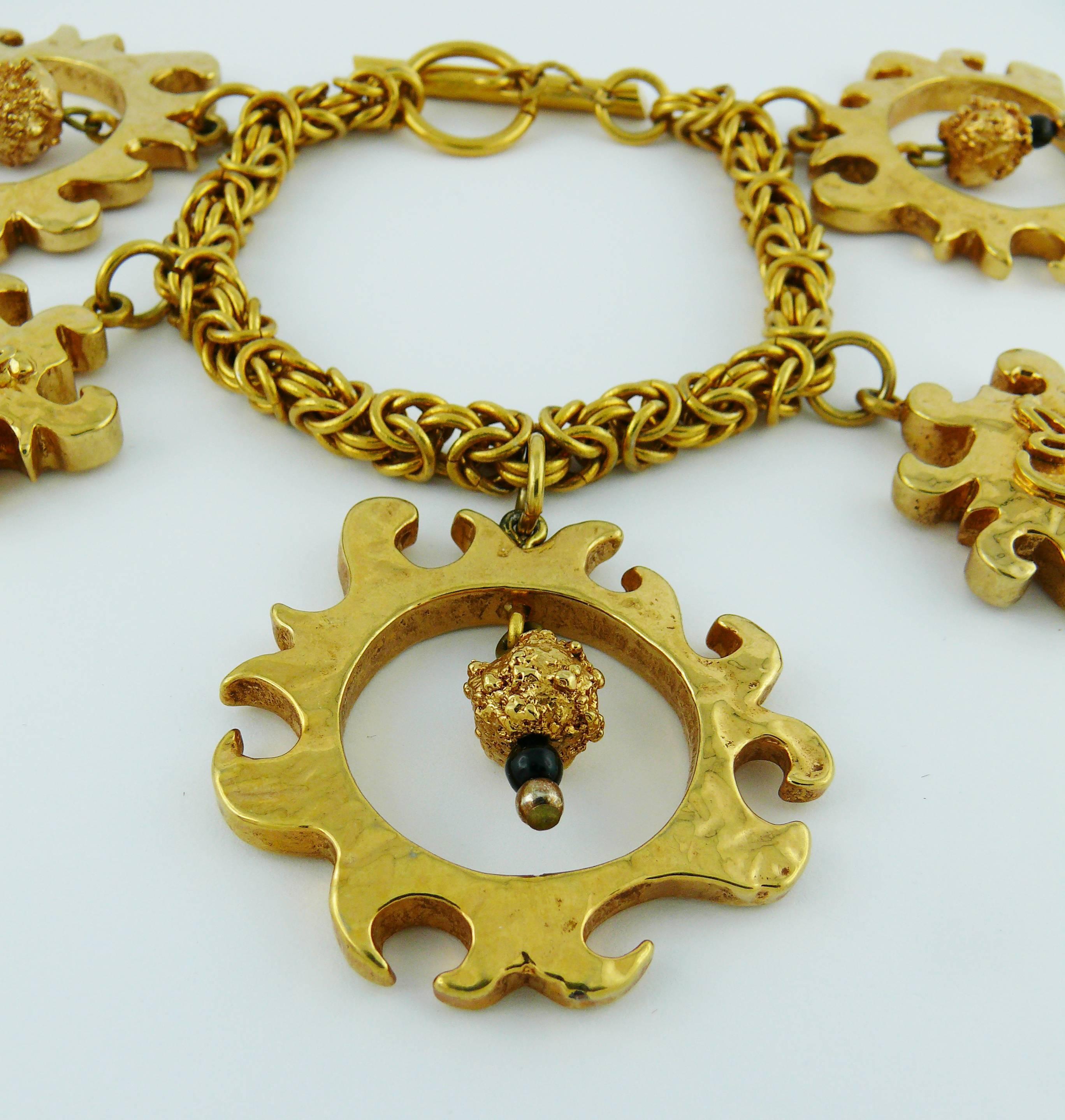 Women's Christian Lacroix Vintage Gold Toned Sun Charms Bracelet For Sale