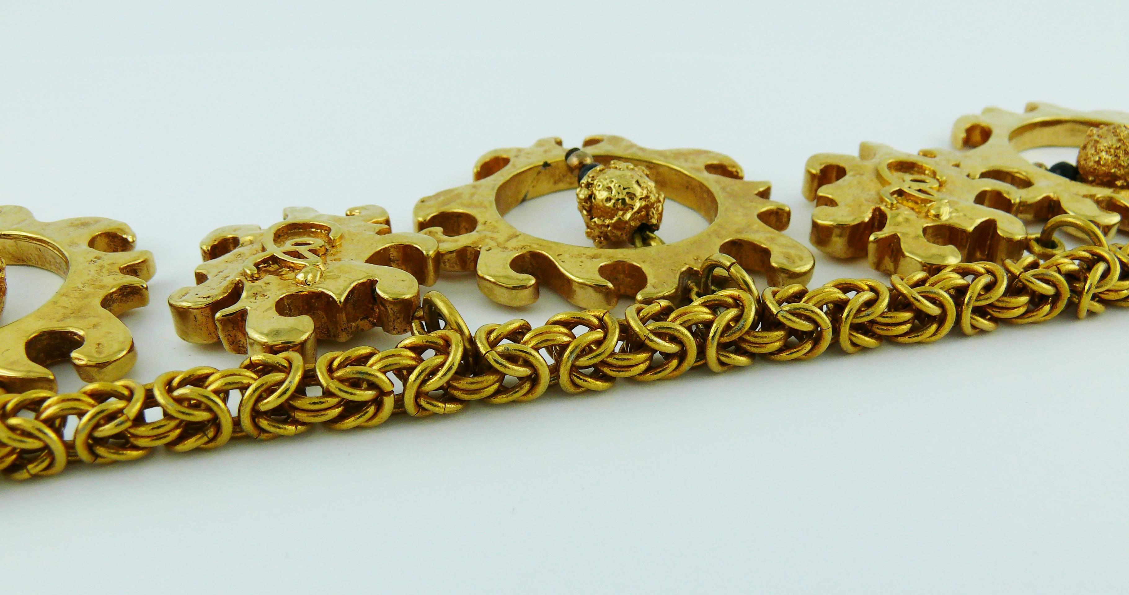 Christian Lacroix Vintage Gold Toned Sun Charms Bracelet For Sale 1