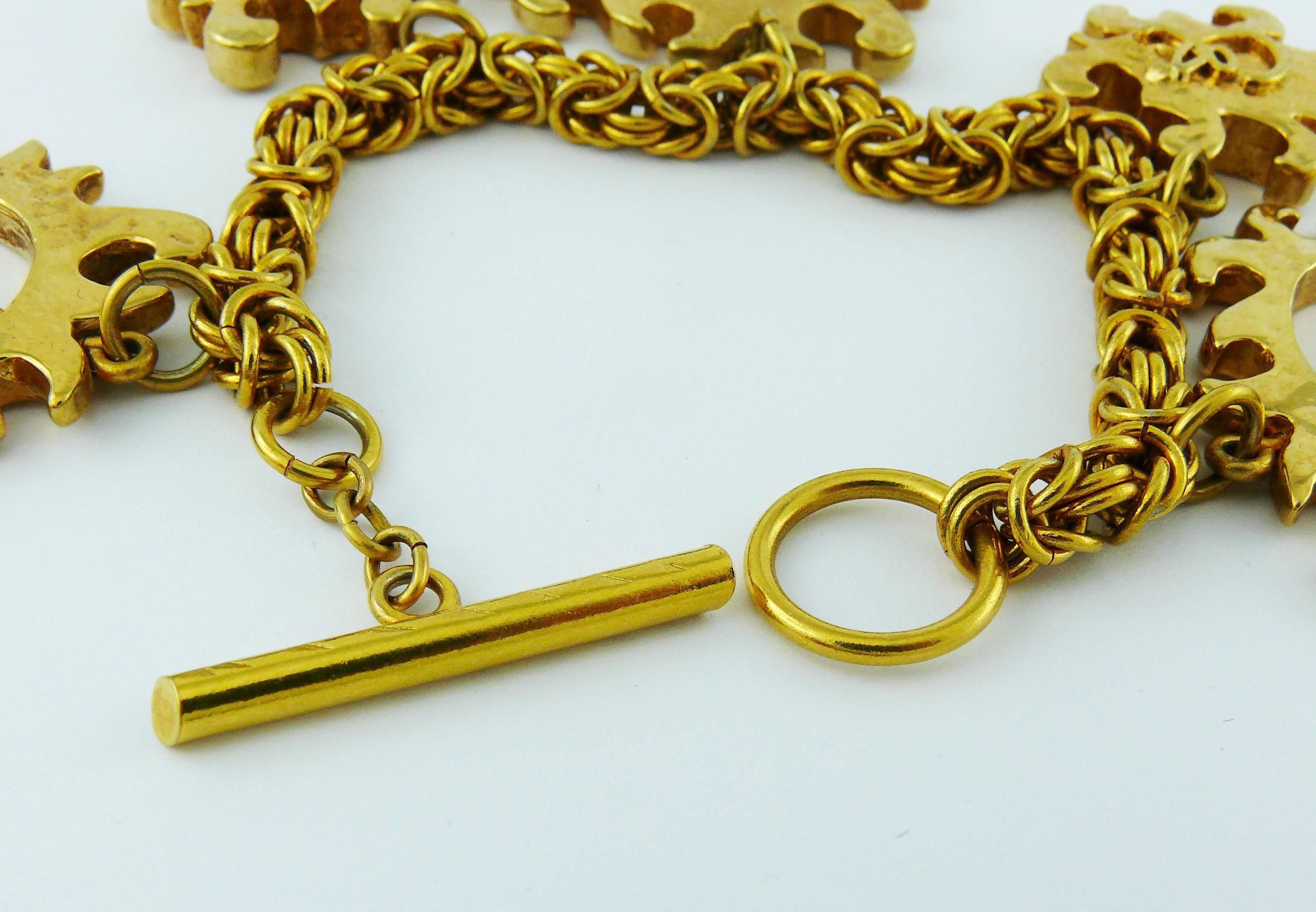 Christian Lacroix Vintage Gold Toned Sun Charms Bracelet For Sale 3
