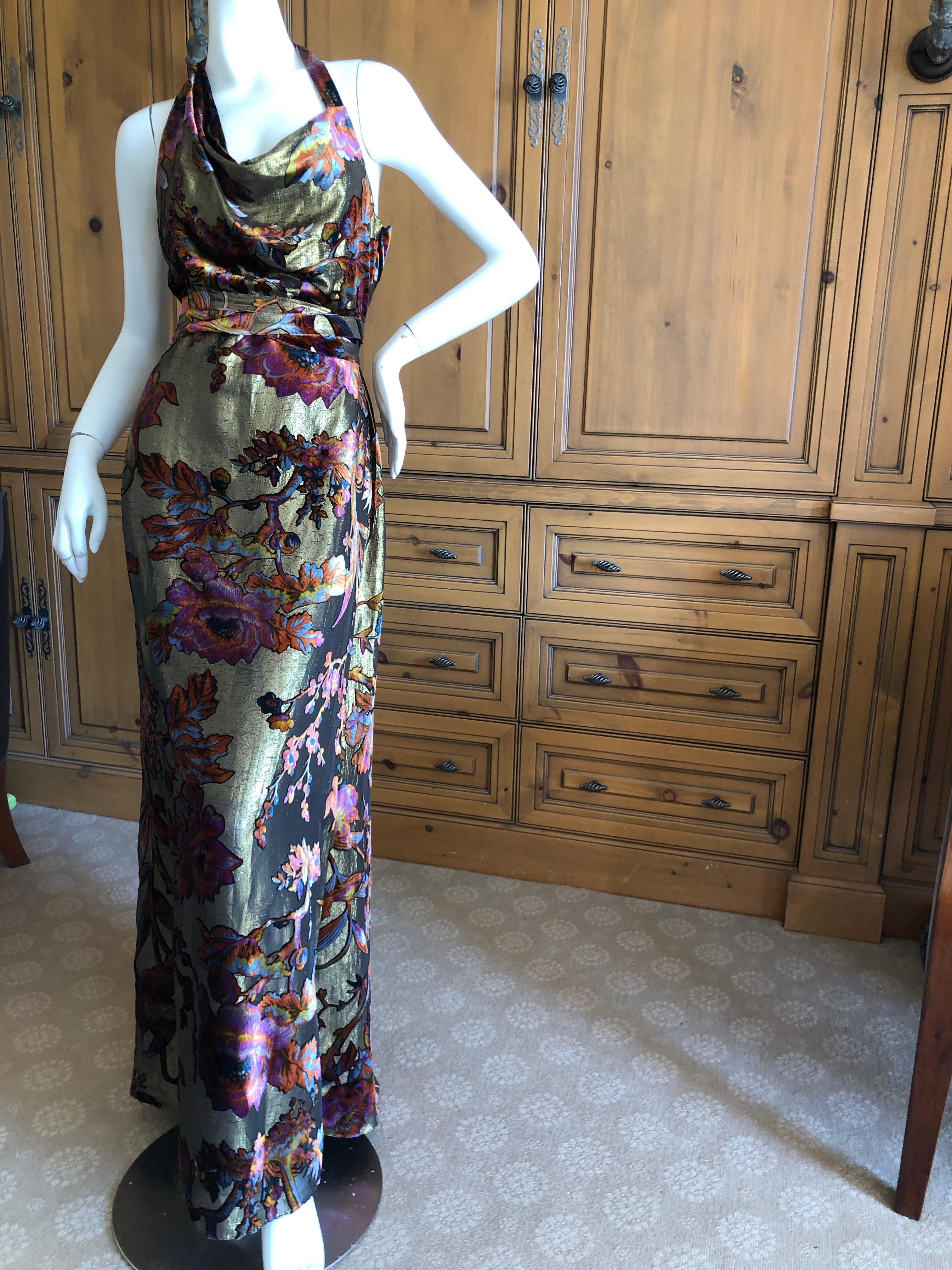 Christian Lacroix Vintage Gold Velvet Floral Print Evening Dress.
This is so beautiful, but the gold doesn't read in the photos well, There is a very gold sheen to the velvet.
Size 40
Bust 40