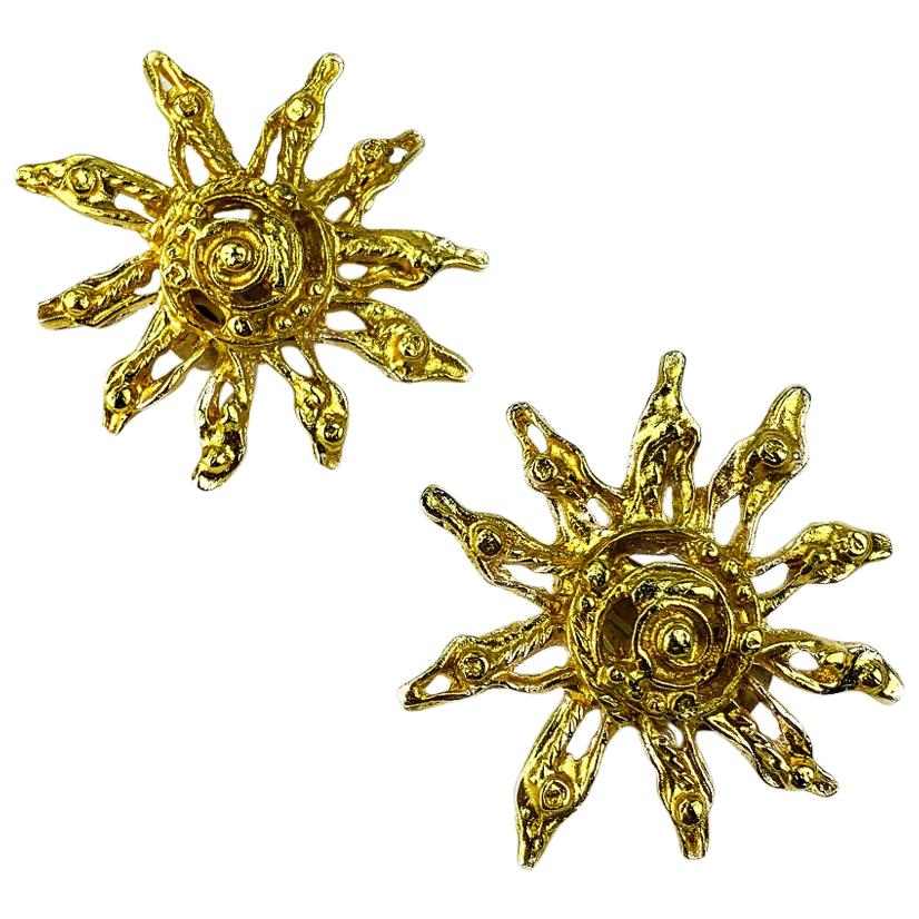 CHRISTIAN LACROIX Vintage Golden Sun Clip Earrings