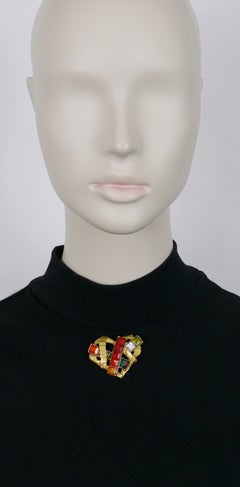 Christian Lacroix Vintage Heart Brooch Rainbow Collection