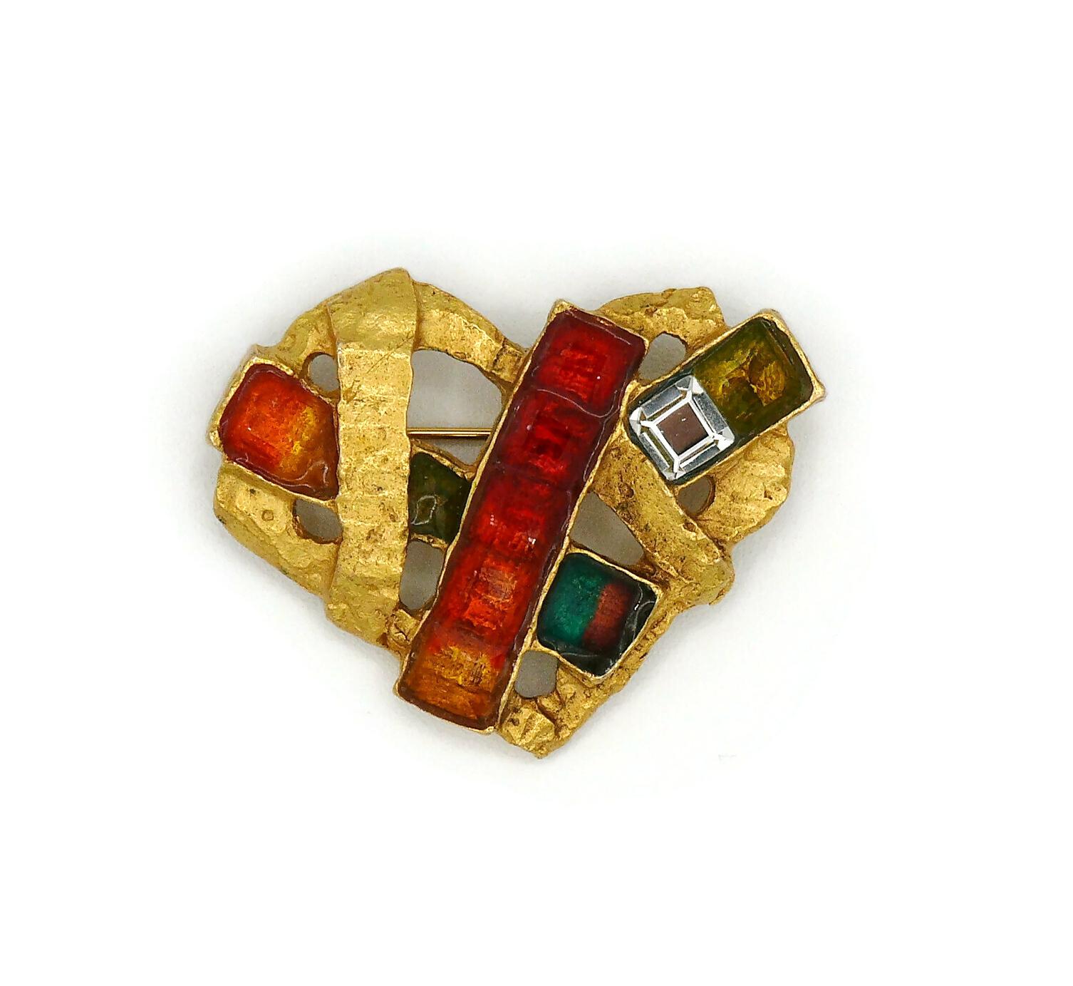 Christian Lacroix Vintage Heart Brooch Rainbow Collection In Good Condition For Sale In Nice, FR