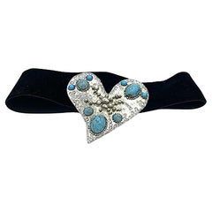 CHRISTIAN LACROIX Retro Heart Choker in Silver Plate Metal