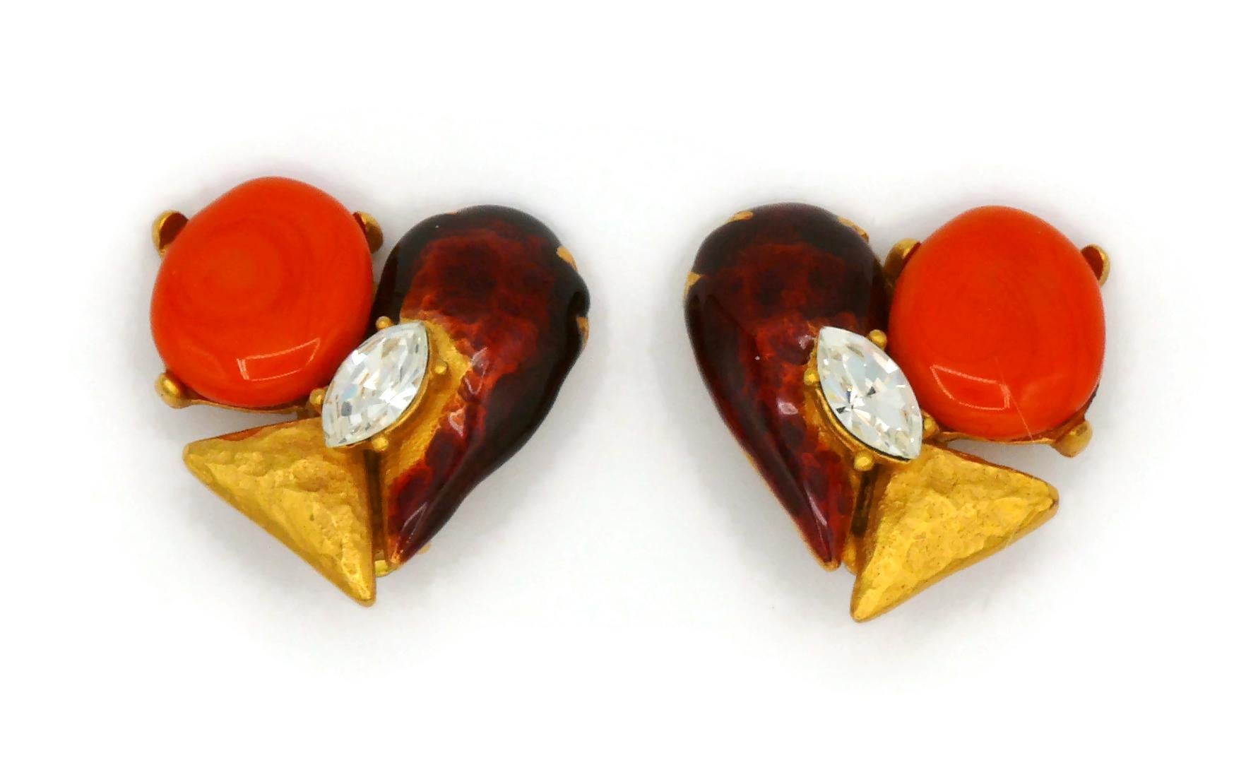 CHRISTIAN LACROIX Vintage Heart Clip-On Earrings In Good Condition For Sale In Nice, FR