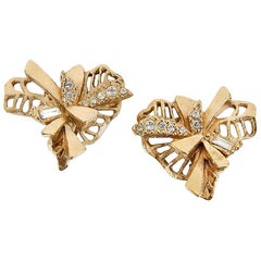 CHRISTIAN LACROIX Vintage Heart Clip-on Earrings in Gilt Metal and Swarovski 