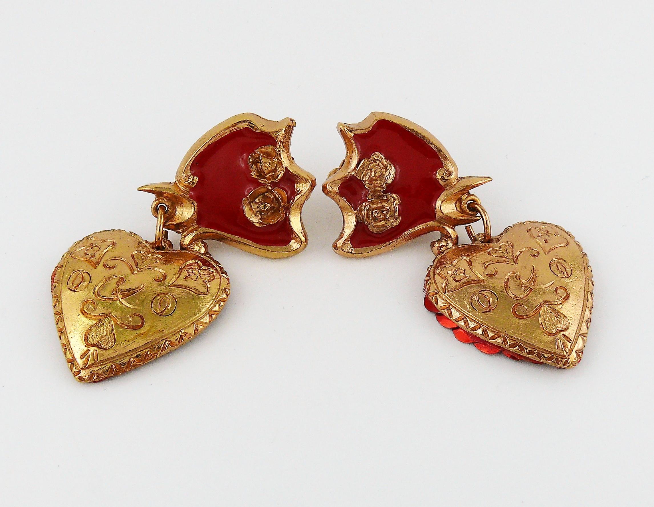 Christian Lacroix Vintage Heart Dangling Earrings In Good Condition In Nice, FR