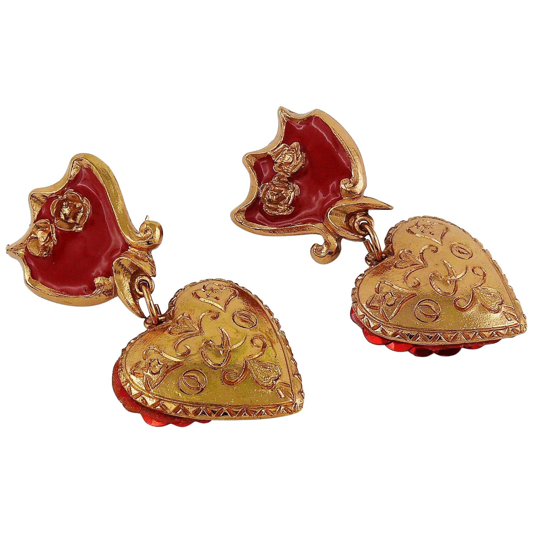 Christian Lacroix Vintage Heart Dangling Earrings