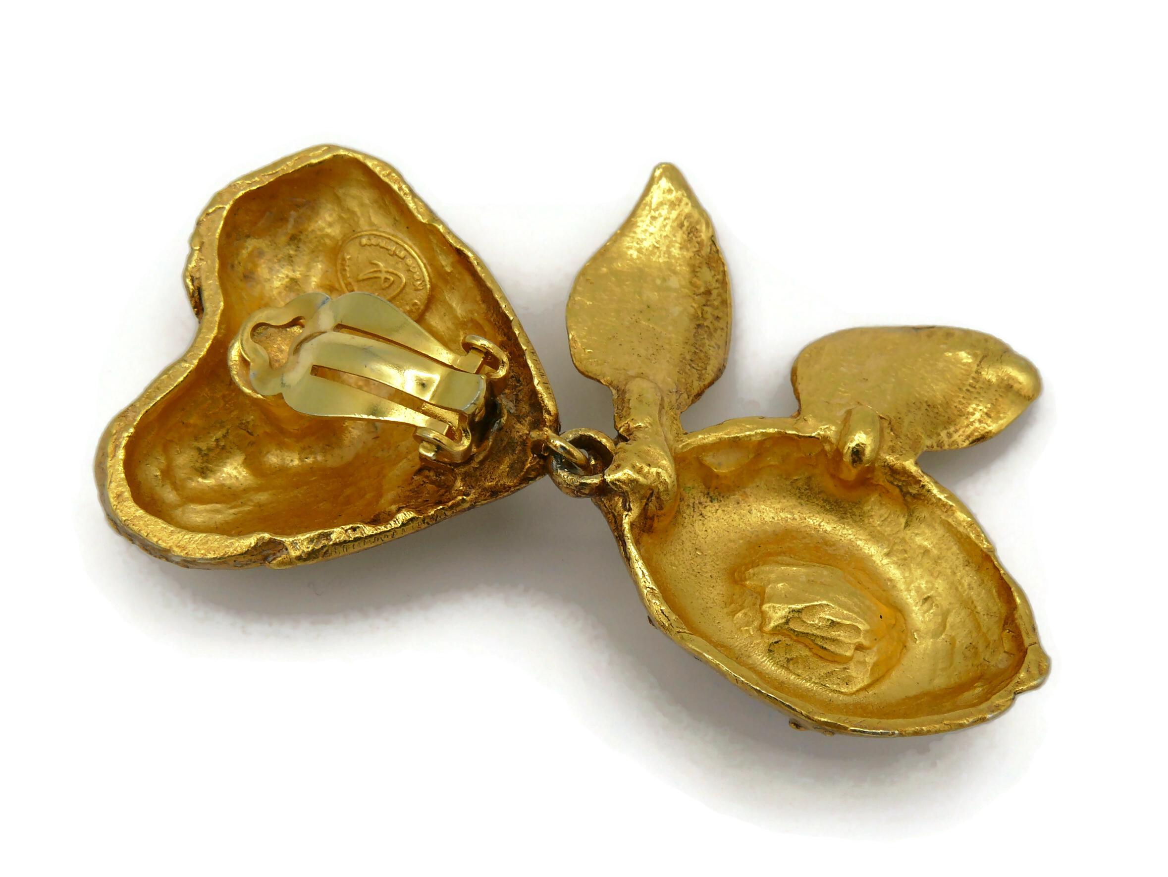 CHRISTIAN LACROIX Pendants d'oreilles vintage cœur citron en vente 7