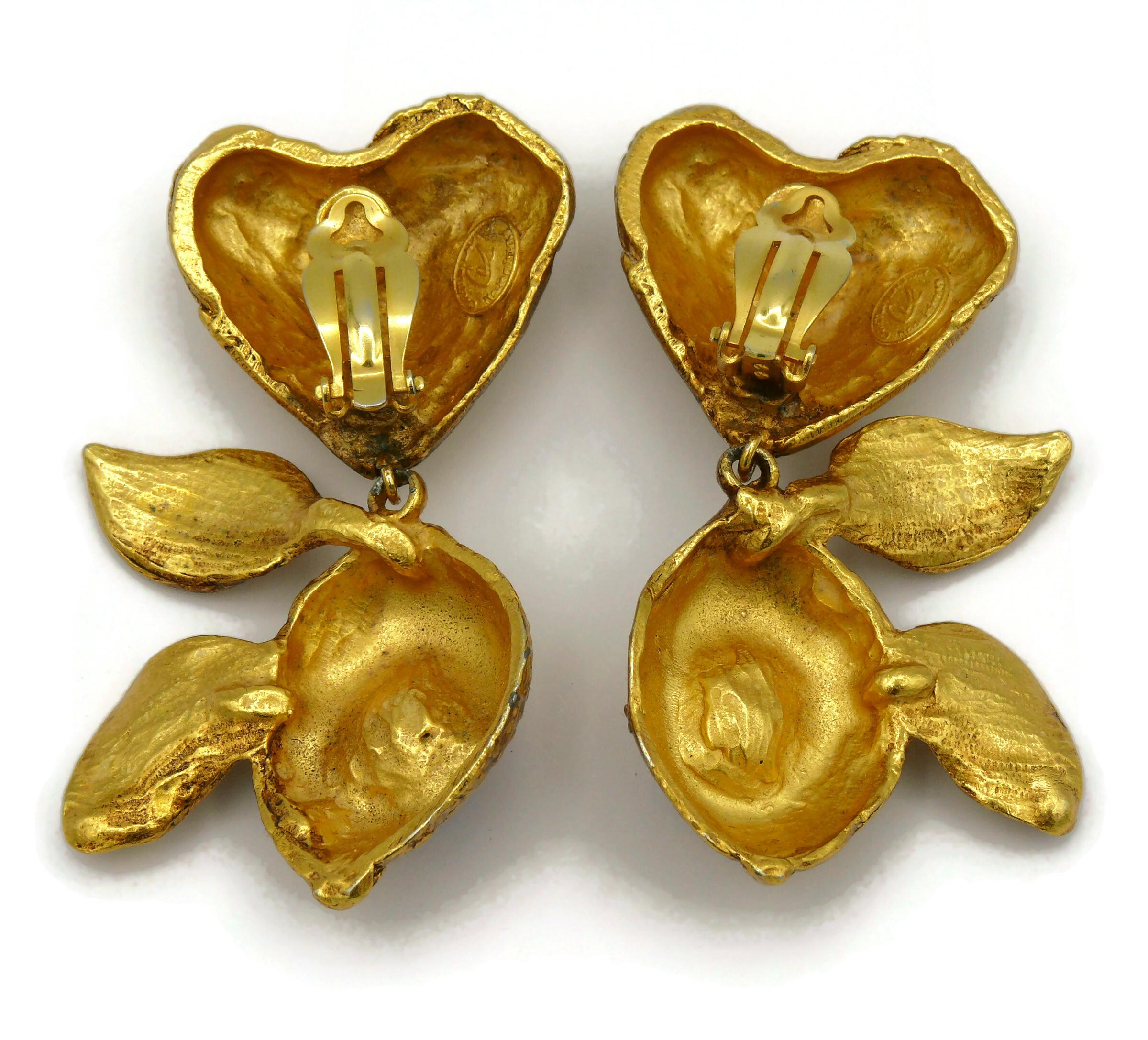 CHRISTIAN LACROIX Vintage Heart Lemon Dangling Earrings For Sale 3