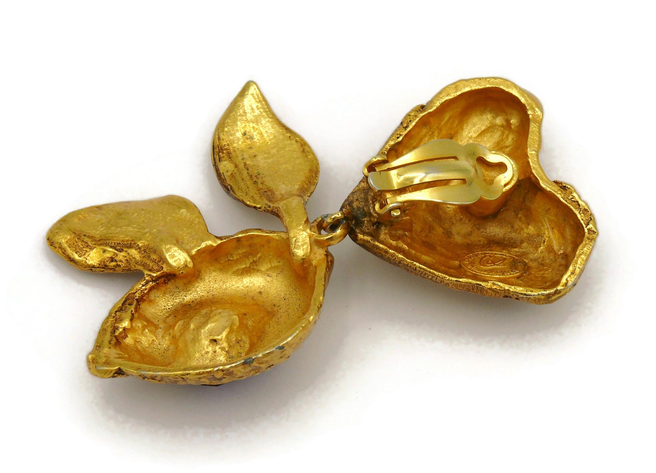 CHRISTIAN LACROIX Vintage Heart Lemon Dangling Earrings For Sale 4
