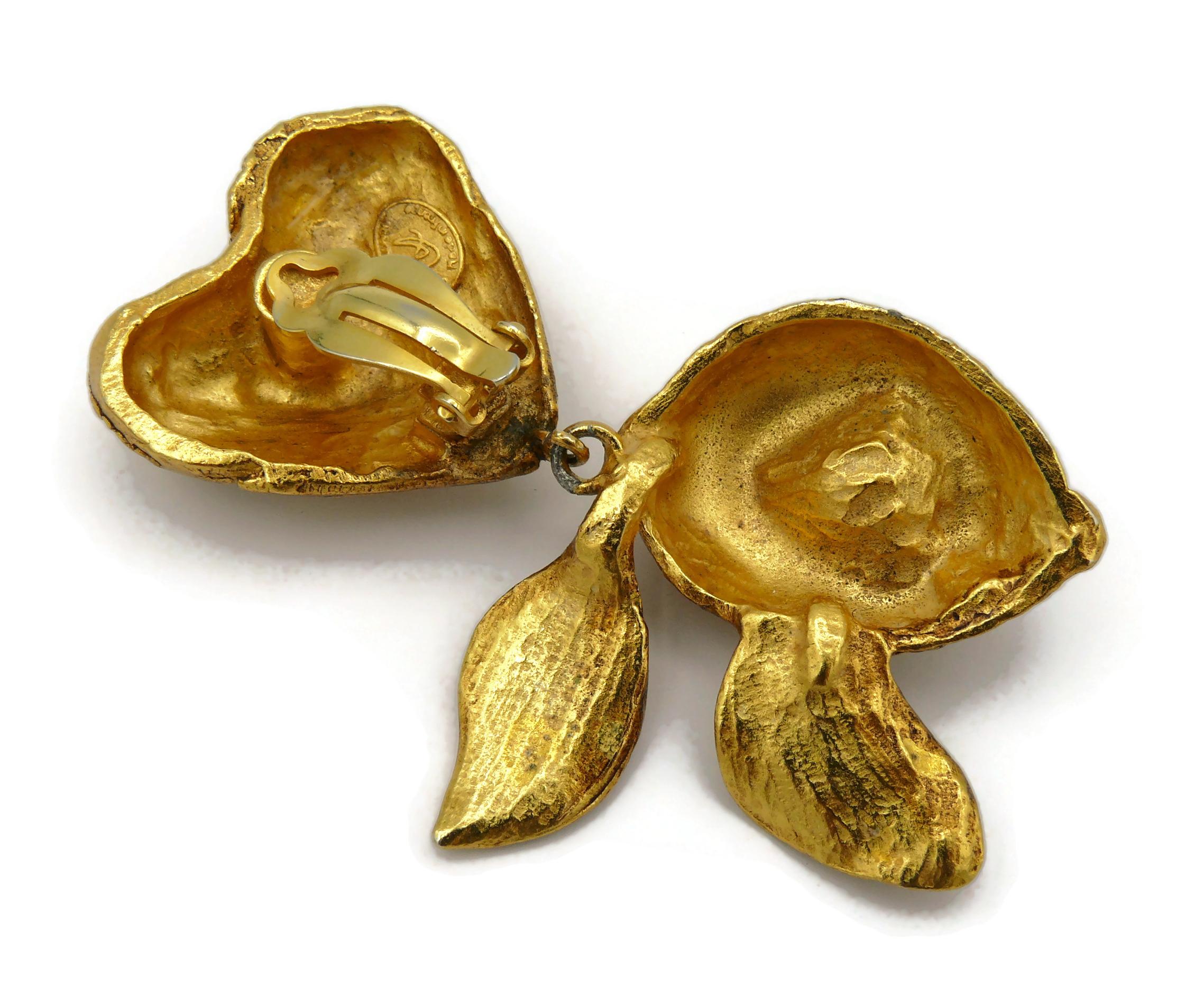 CHRISTIAN LACROIX Vintage Heart Lemon Dangling Earrings For Sale 5
