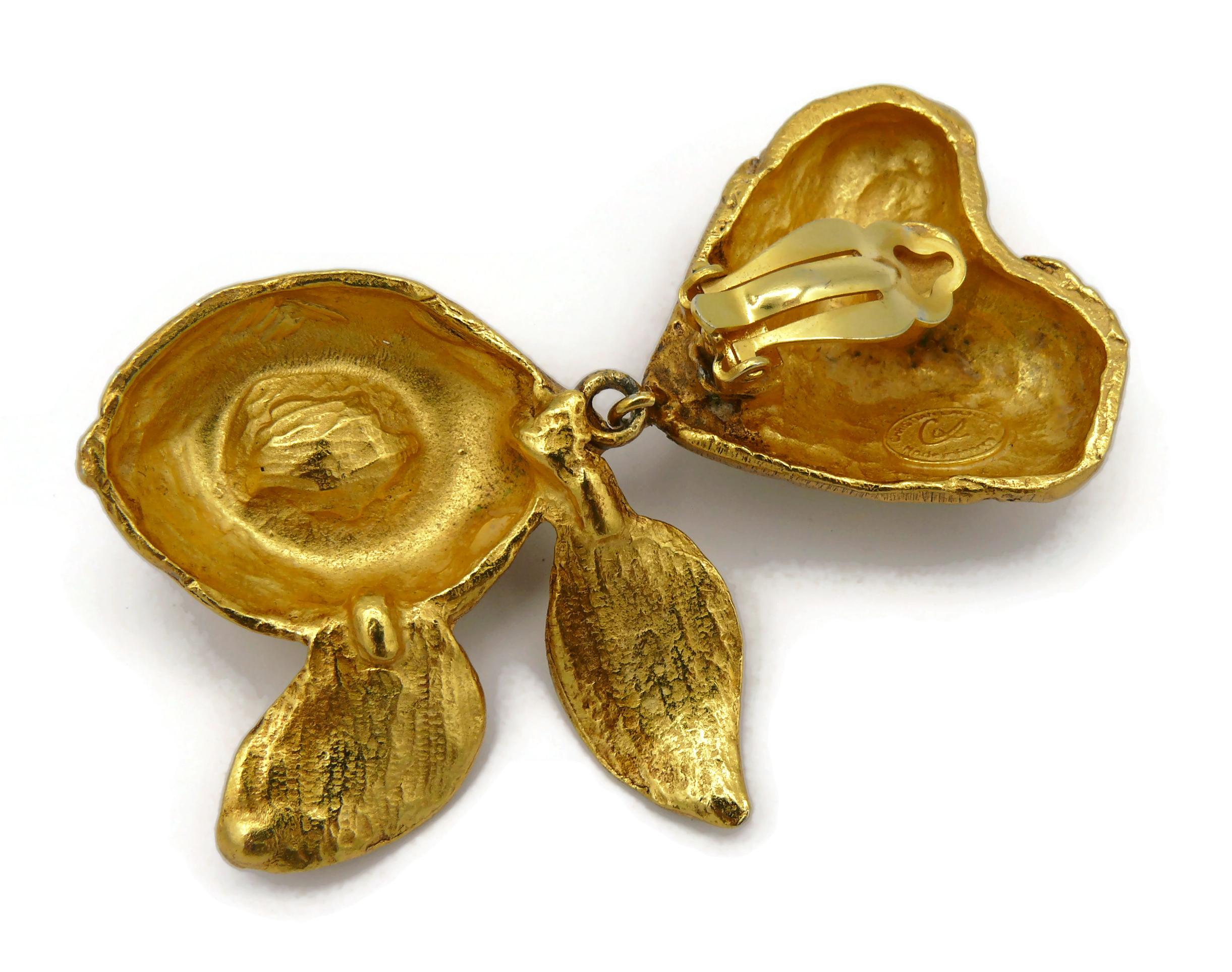 CHRISTIAN LACROIX Vintage Heart Lemon Dangling Earrings For Sale 6