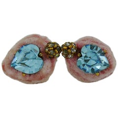 Christian Lacroix Vintage Heart Shaped Crystal Clip-On Earrings