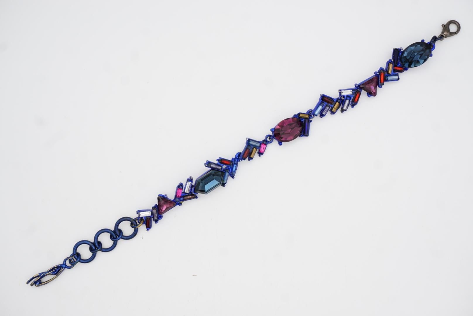 Christian Lacroix Vintage Hexagon Oval Triangle Navy Purple Iridescent Bracelet en vente 5