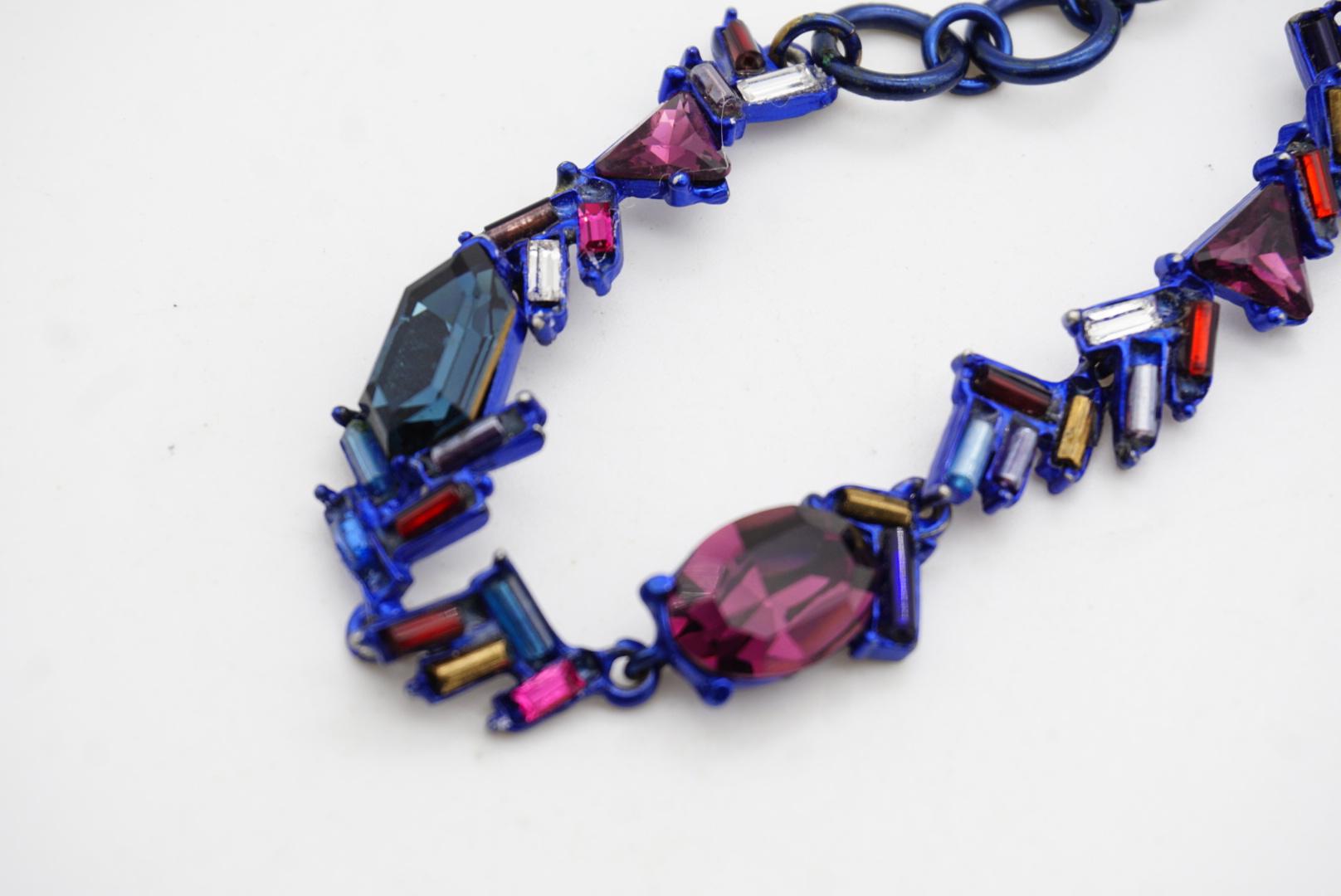 Christian Lacroix Vintage Hexagon Oval Triangle Navy Purple Iridescent Bracelet en vente 7