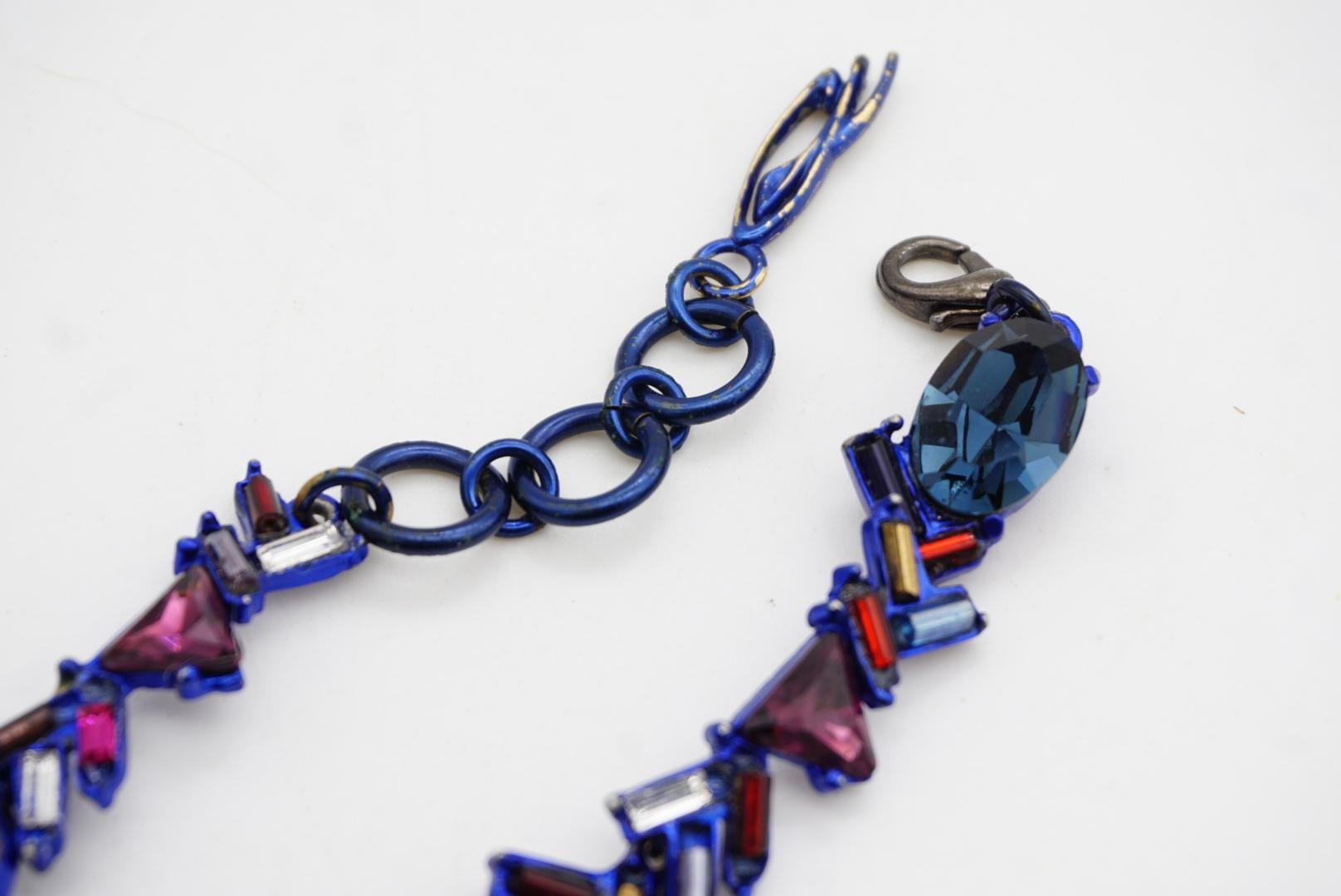 Christian Lacroix Vintage Hexagon Oval Triangle Navy Purple Iridescent Bracelet en vente 8
