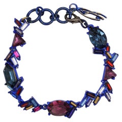Christian Lacroix Vintage Hexagon Oval Triangle Navy Purple Iridescent Bracelet