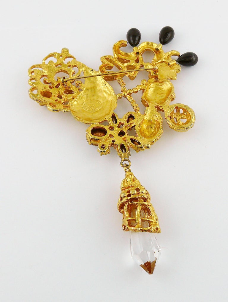 Christian Lacroix Vintage Huge Jewelled Baroque Heart Brooch at 1stDibs